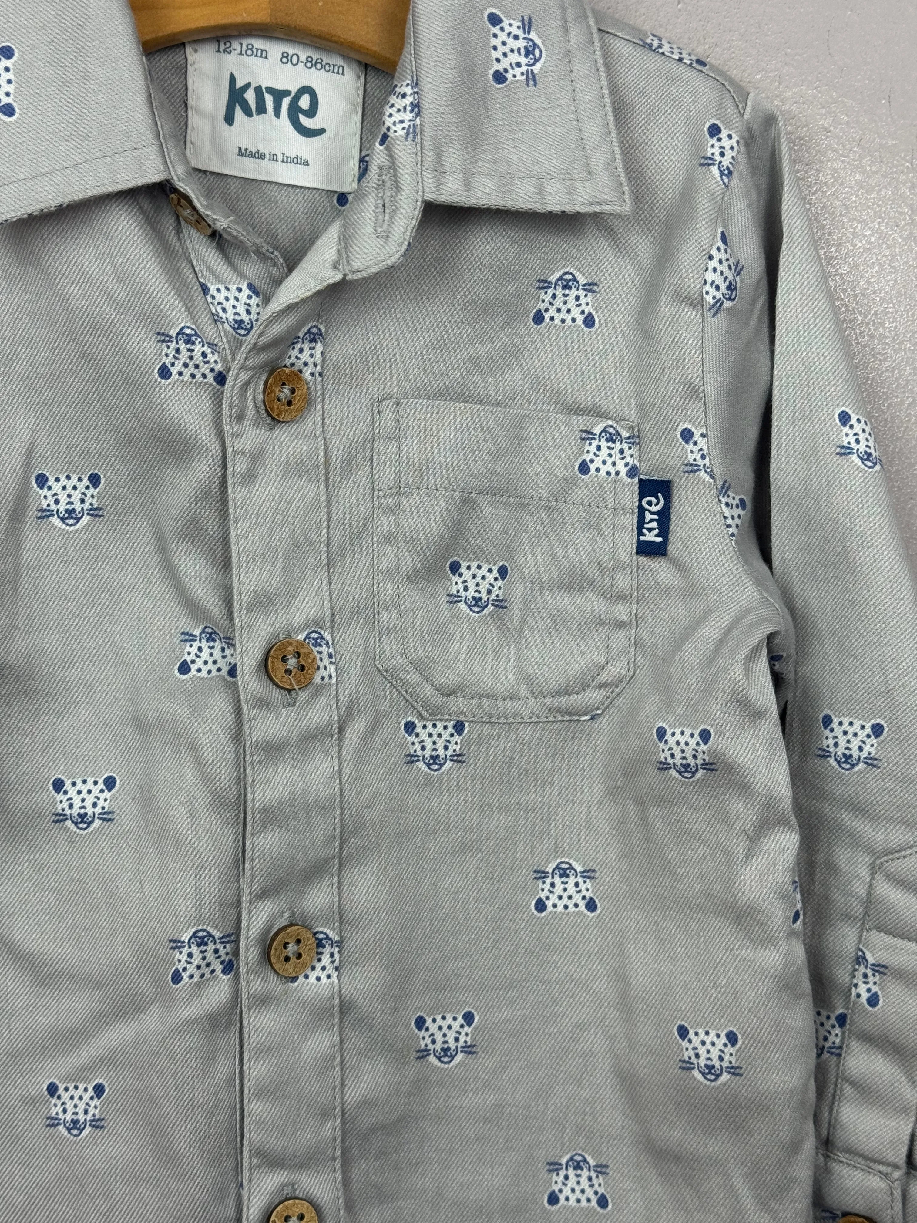 Kite Leopard Print Grey Shirt 12-18m