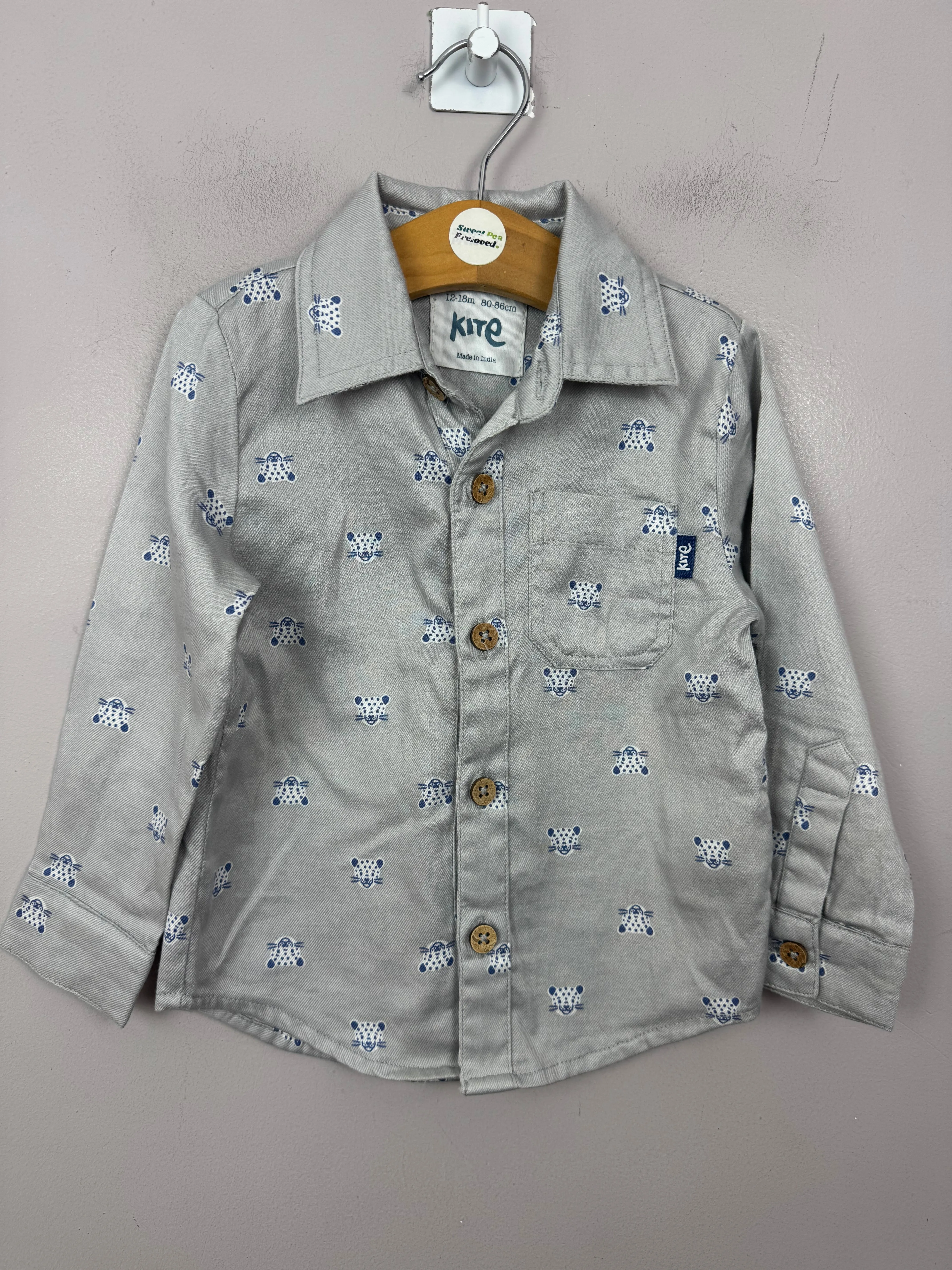 Kite Leopard Print Grey Shirt 12-18m