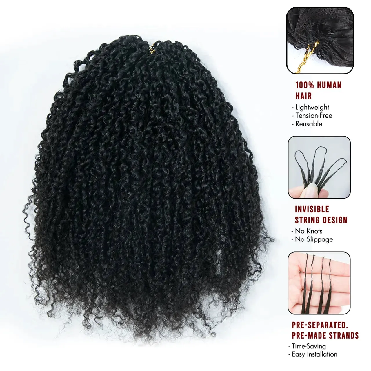 Knotless Pre-Separated Feather Crochet Hair Extension Yanky Twist Human Hair