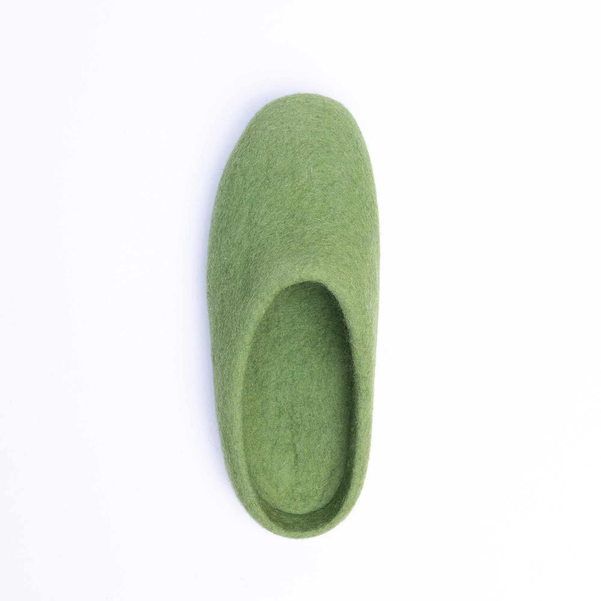 KUUMA – Light Green Wool Felt Slippers for Men Warm, Non-Slip, Indoor Comfort