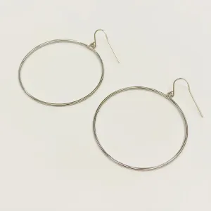 Large Smooth Hanging Hoops | Sterling Silver