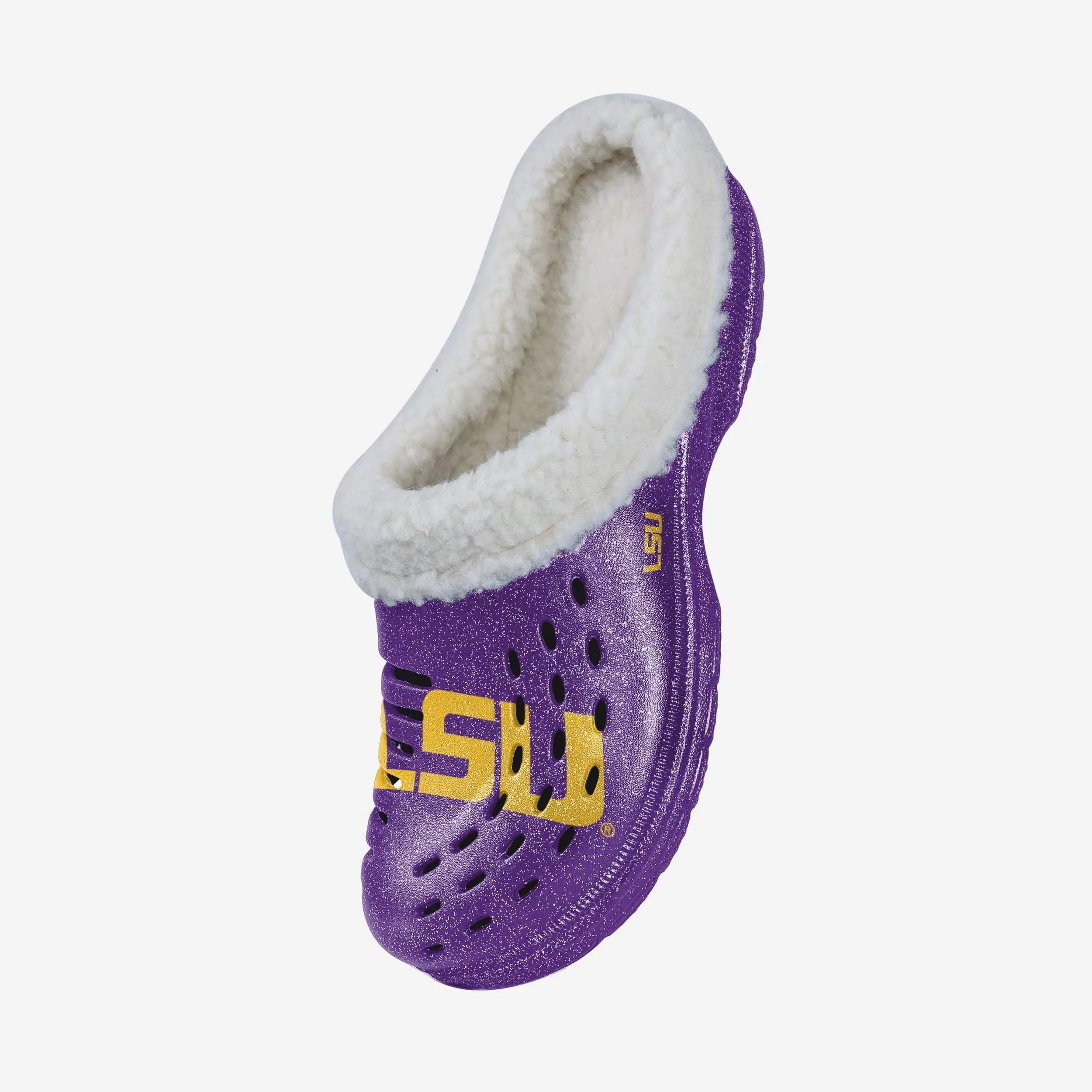 LSU Tigers Womens Sherpa Lined Glitter Clog