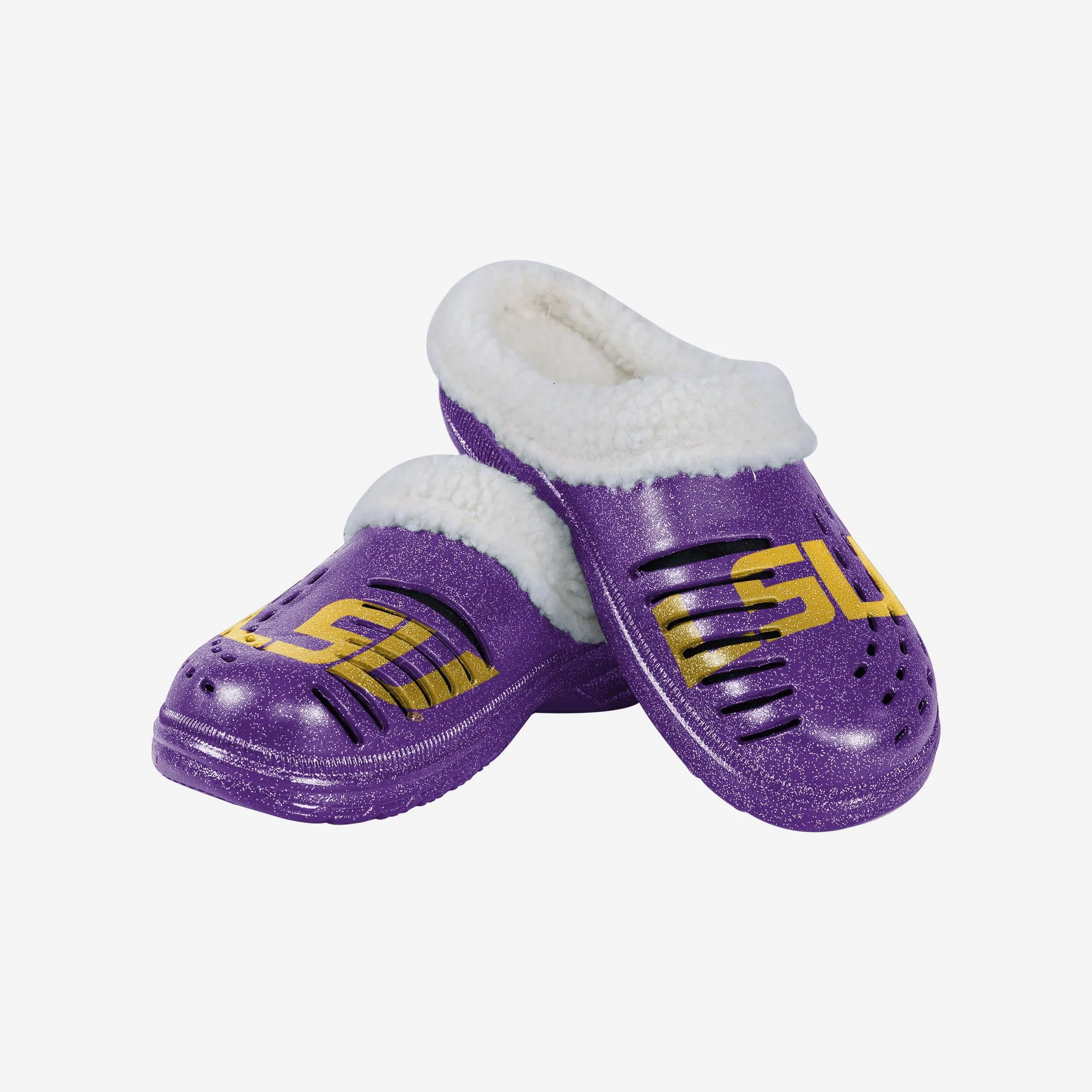 LSU Tigers Womens Sherpa Lined Glitter Clog