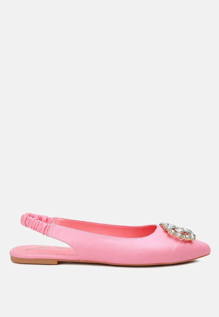 Metallic Diamante Flats Mules
