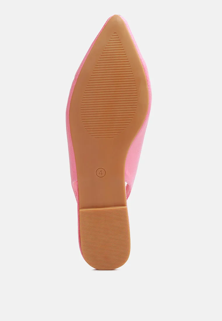 Metallic Diamante Flats Mules