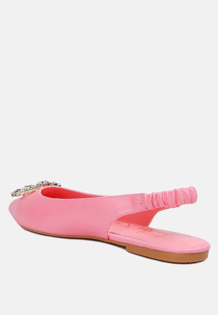 Metallic Diamante Flats Mules
