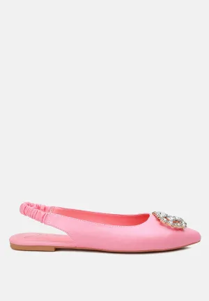 Metallic Diamante Flats Mules