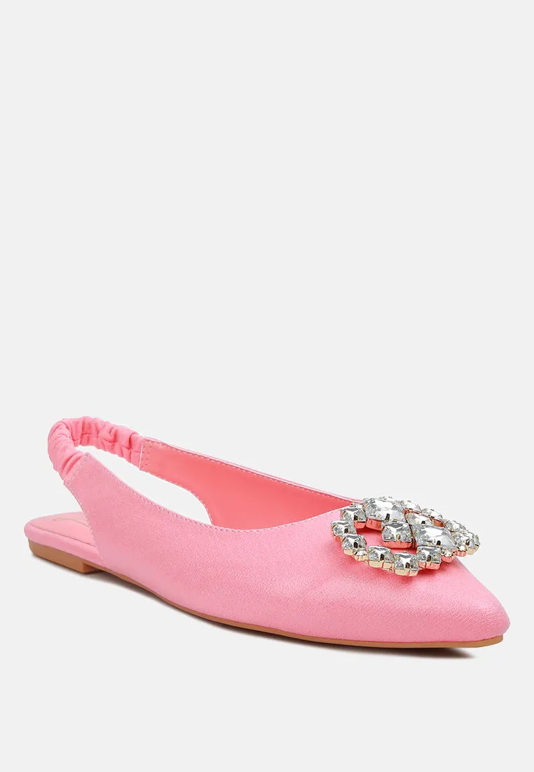 Metallic Diamante Flats Mules