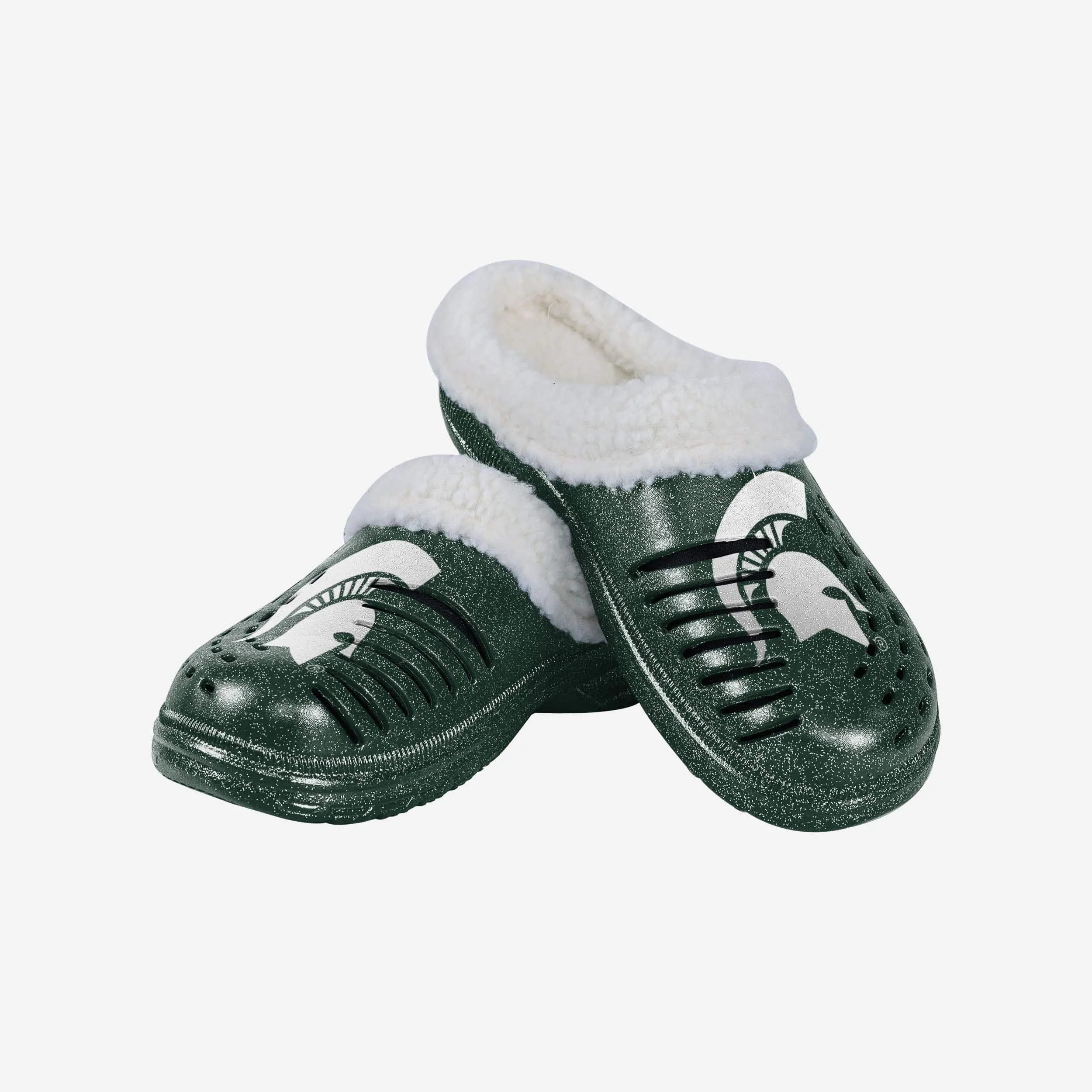 Michigan State Spartans Womens Sherpa Lined Glitter Clog