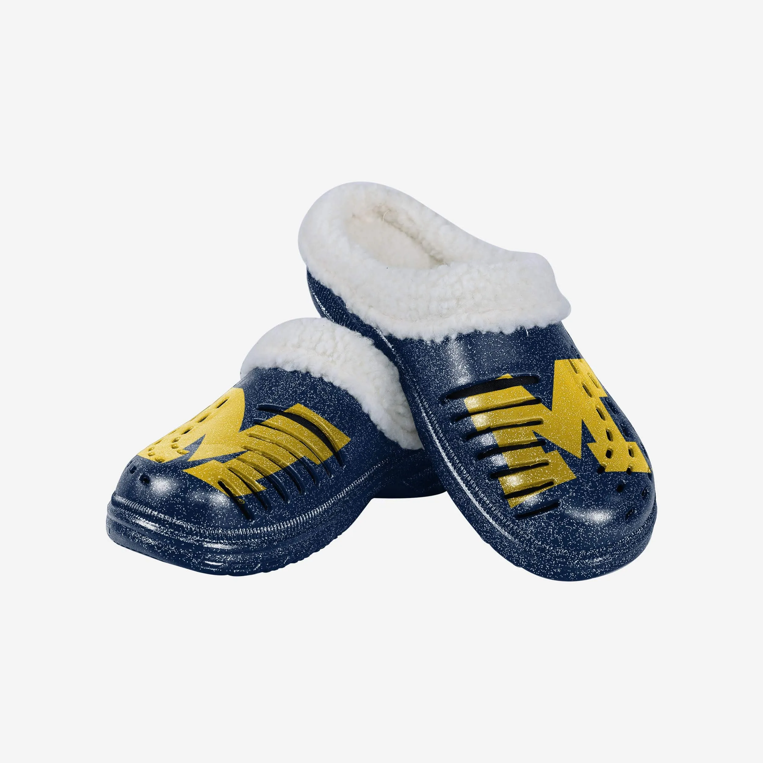 Michigan Wolverines Womens Sherpa Lined Glitter Clog
