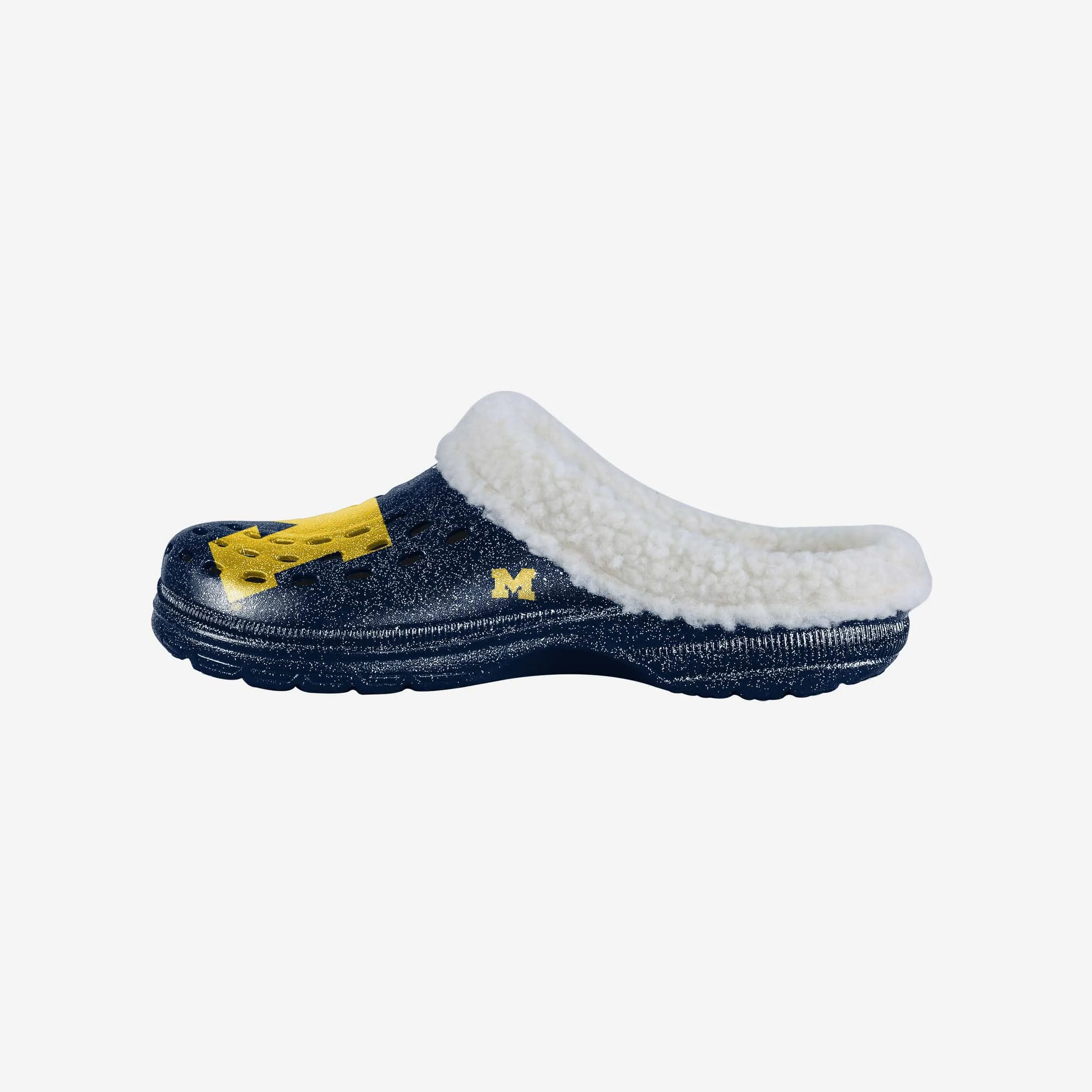 Michigan Wolverines Womens Sherpa Lined Glitter Clog