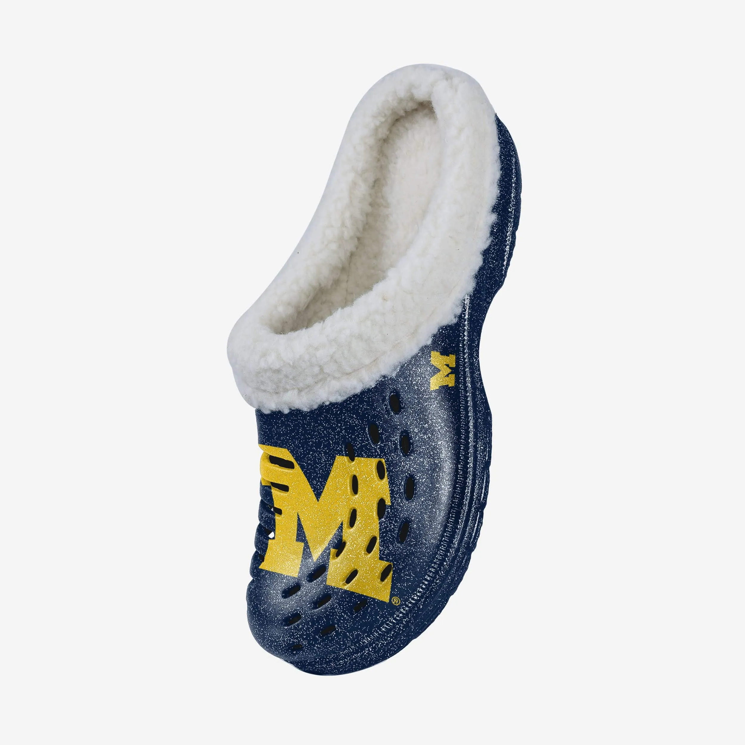 Michigan Wolverines Womens Sherpa Lined Glitter Clog