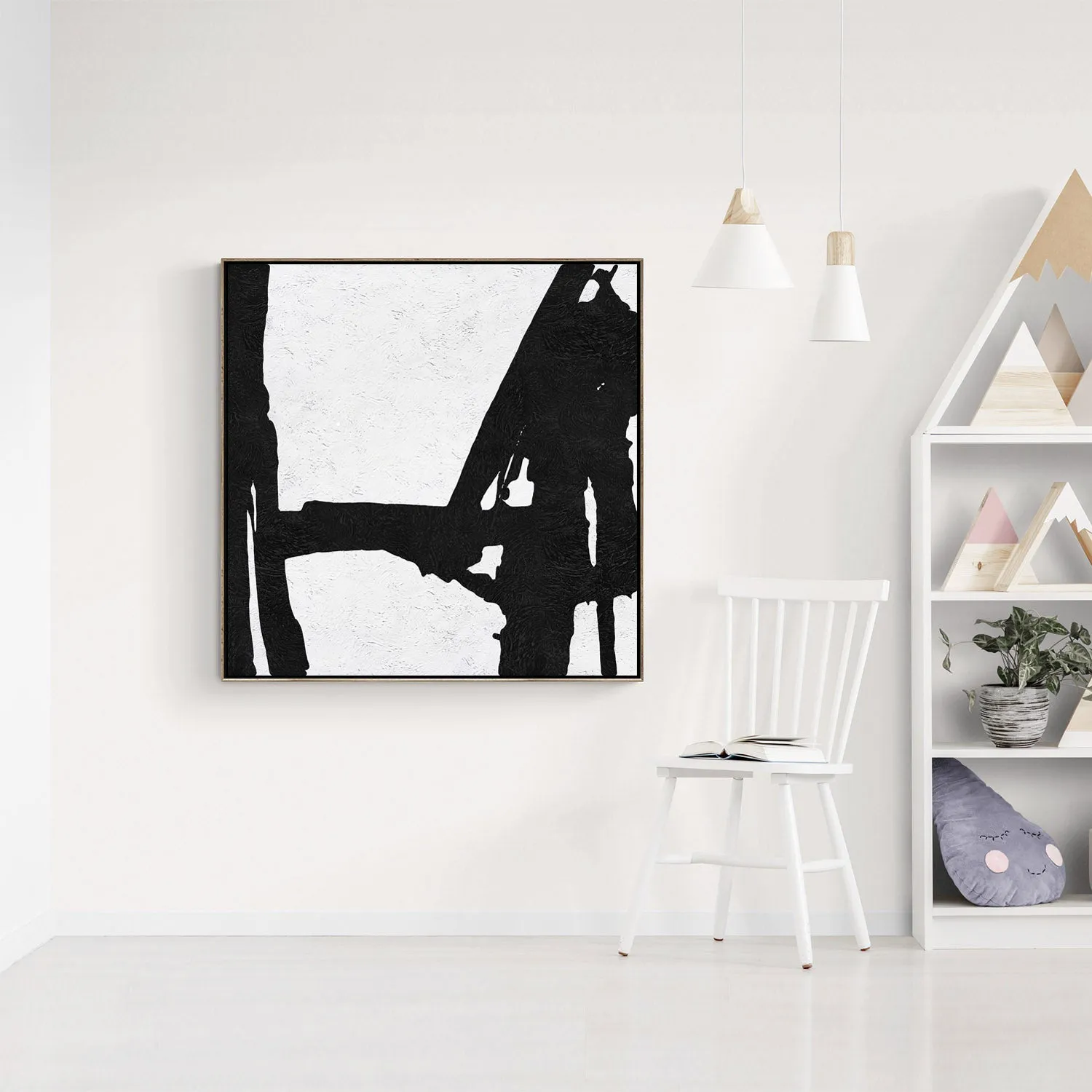 Minimal Black and White Painting MN48A