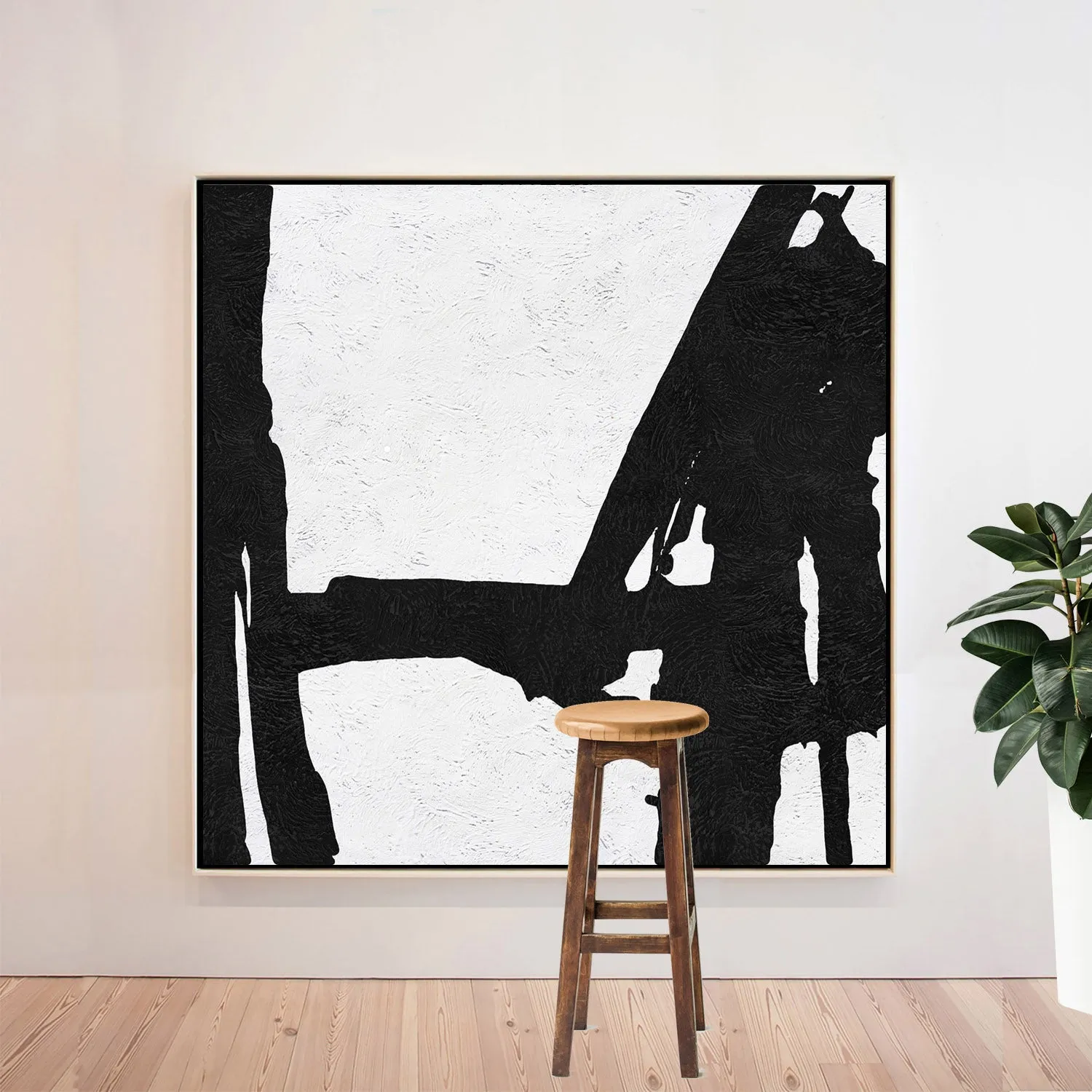 Minimal Black and White Painting MN48A