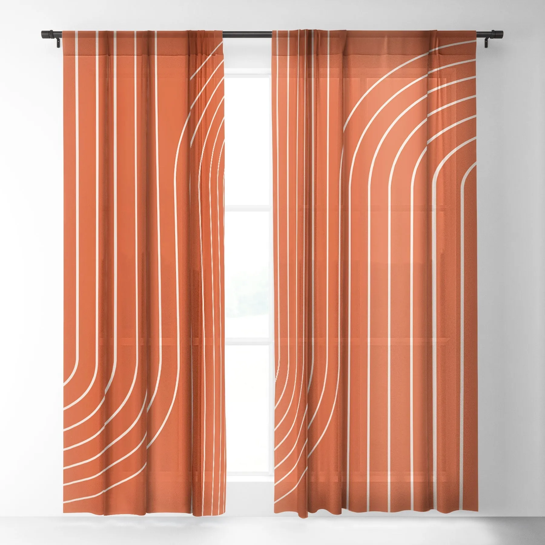 MINIMAL LINE CURVATURE CORAL WINDOW CURTAINS