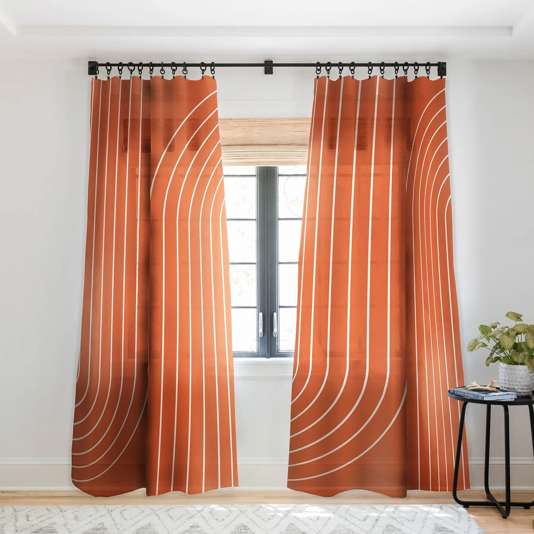 MINIMAL LINE CURVATURE CORAL WINDOW CURTAINS