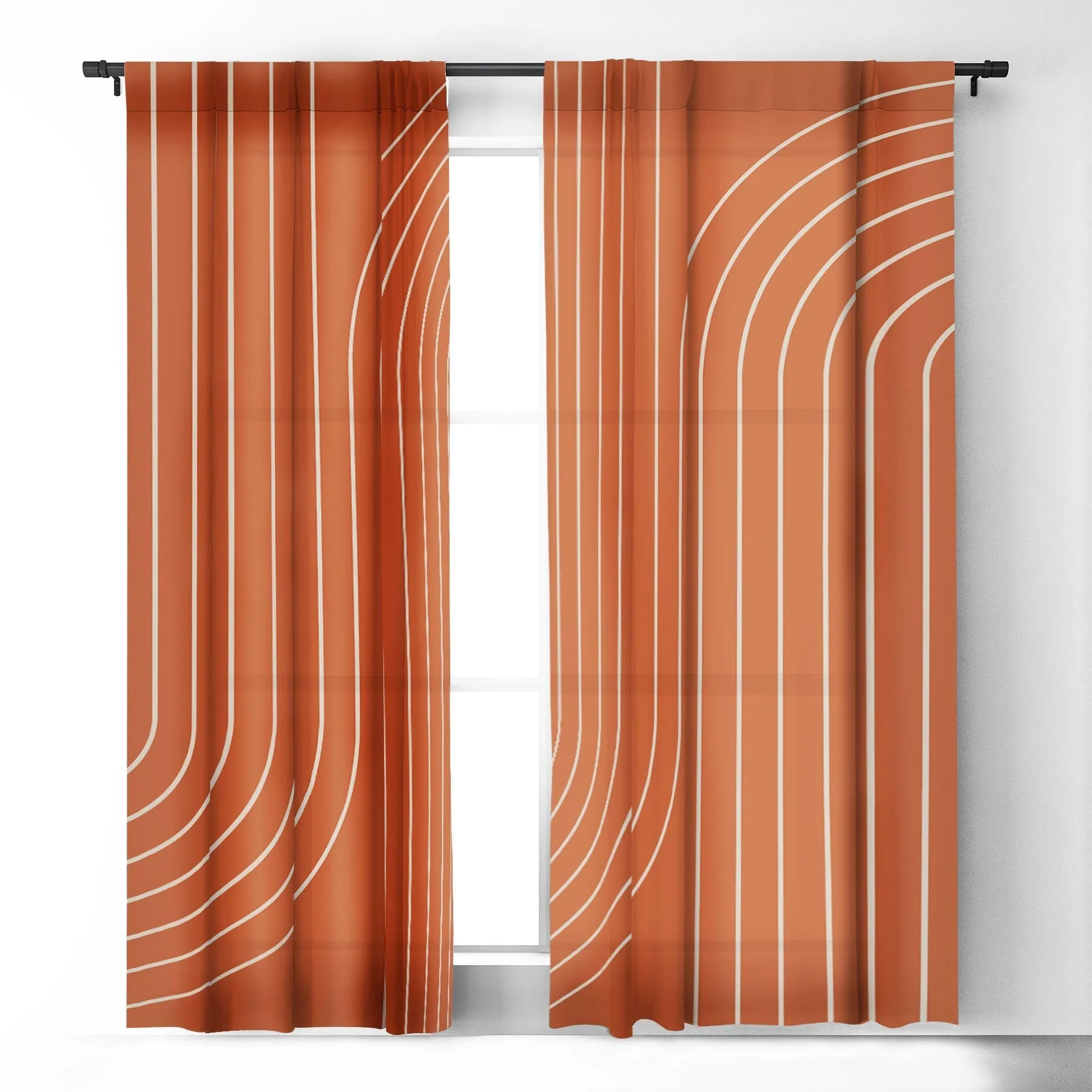 MINIMAL LINE CURVATURE CORAL WINDOW CURTAINS