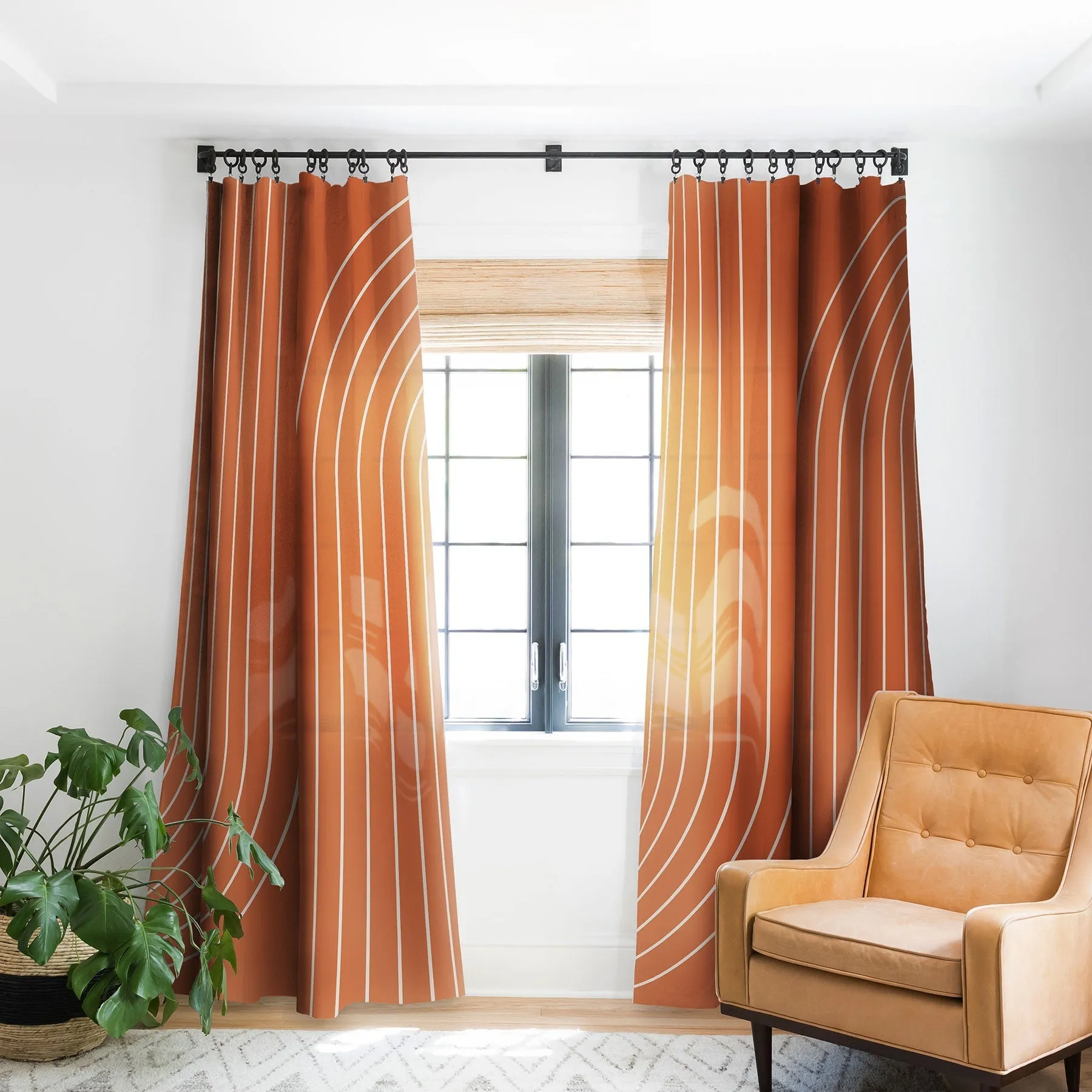 MINIMAL LINE CURVATURE CORAL WINDOW CURTAINS