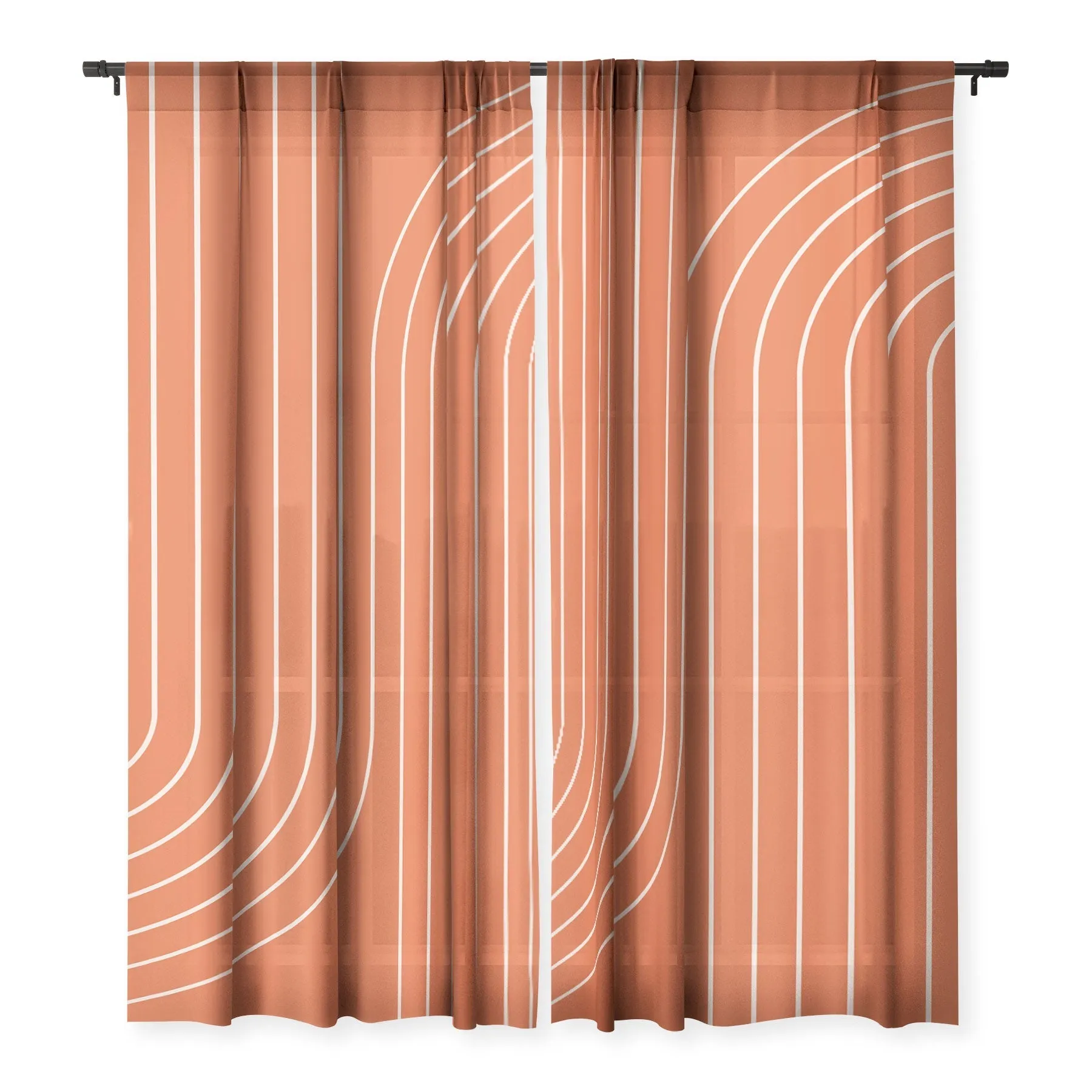 MINIMAL LINE CURVATURE CORAL WINDOW CURTAINS