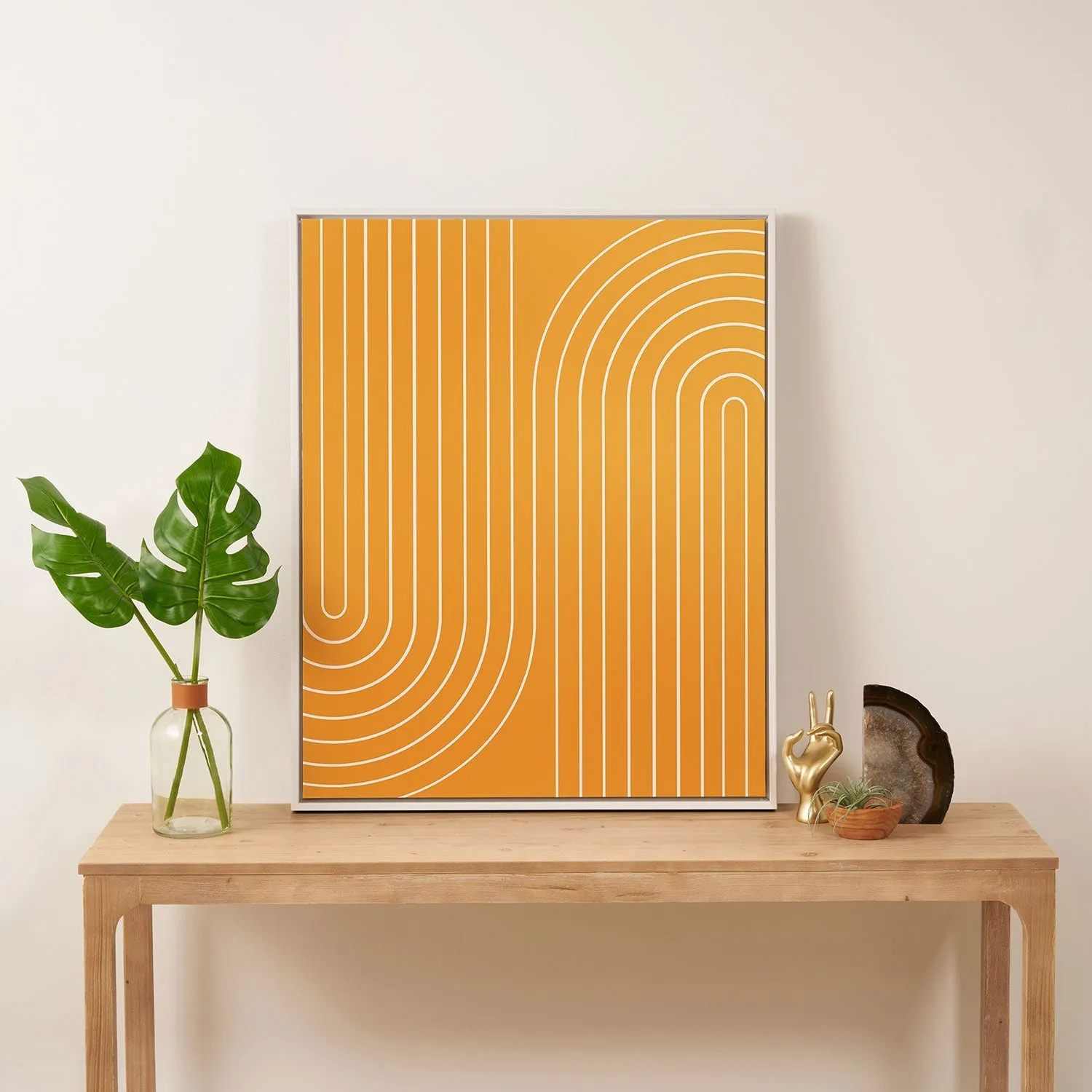 Minimal Line Curvature Gold Art Canvas