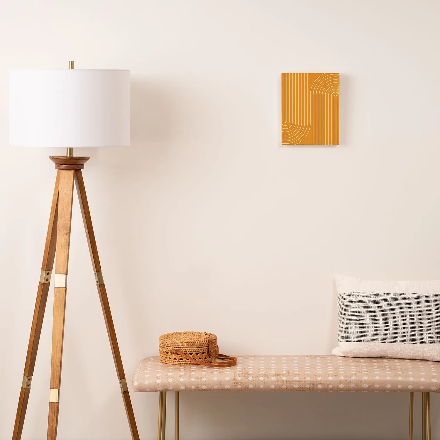 Minimal Line Curvature Gold Art Canvas
