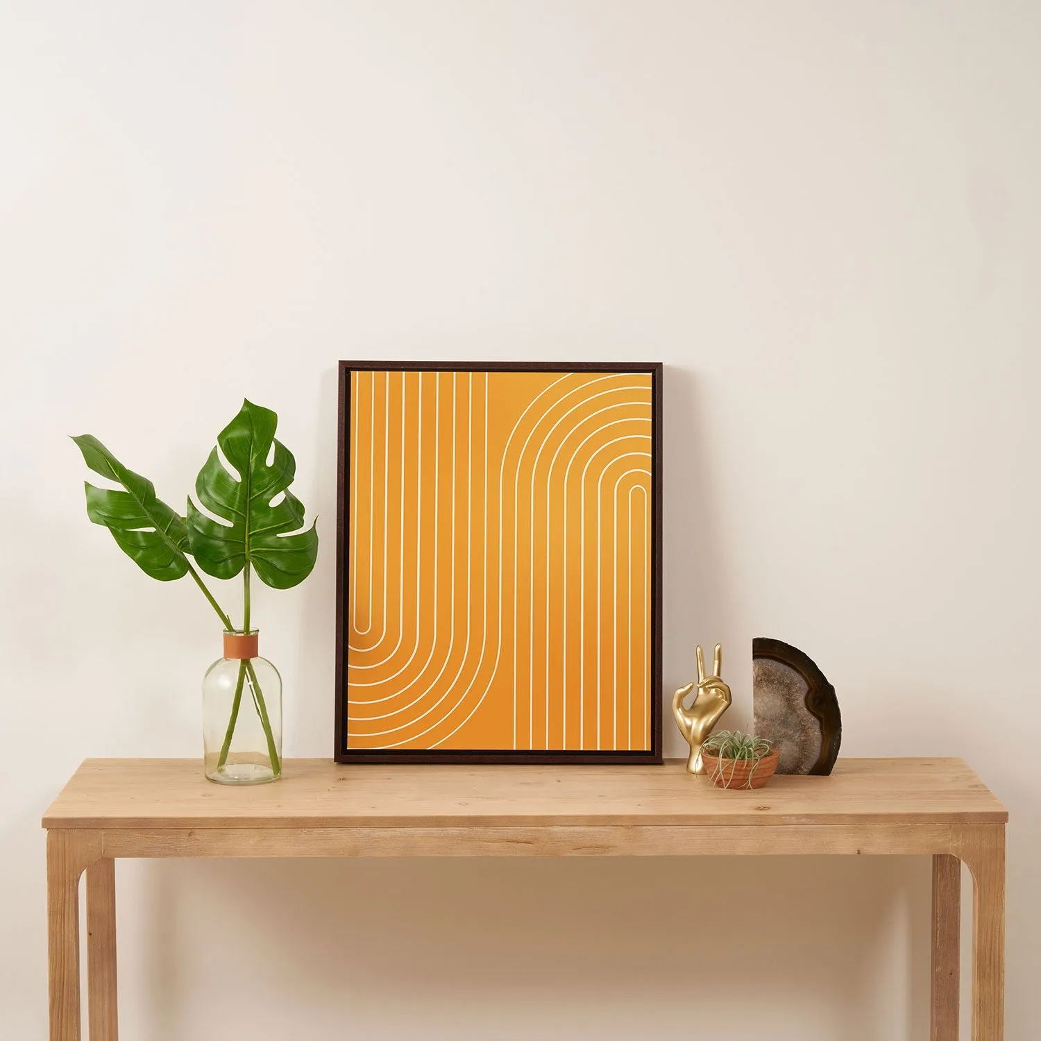 Minimal Line Curvature Gold Art Canvas