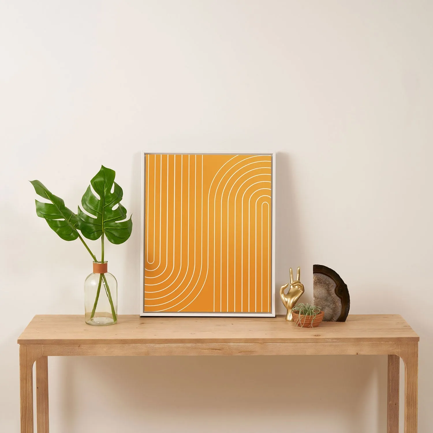 Minimal Line Curvature Gold Art Canvas