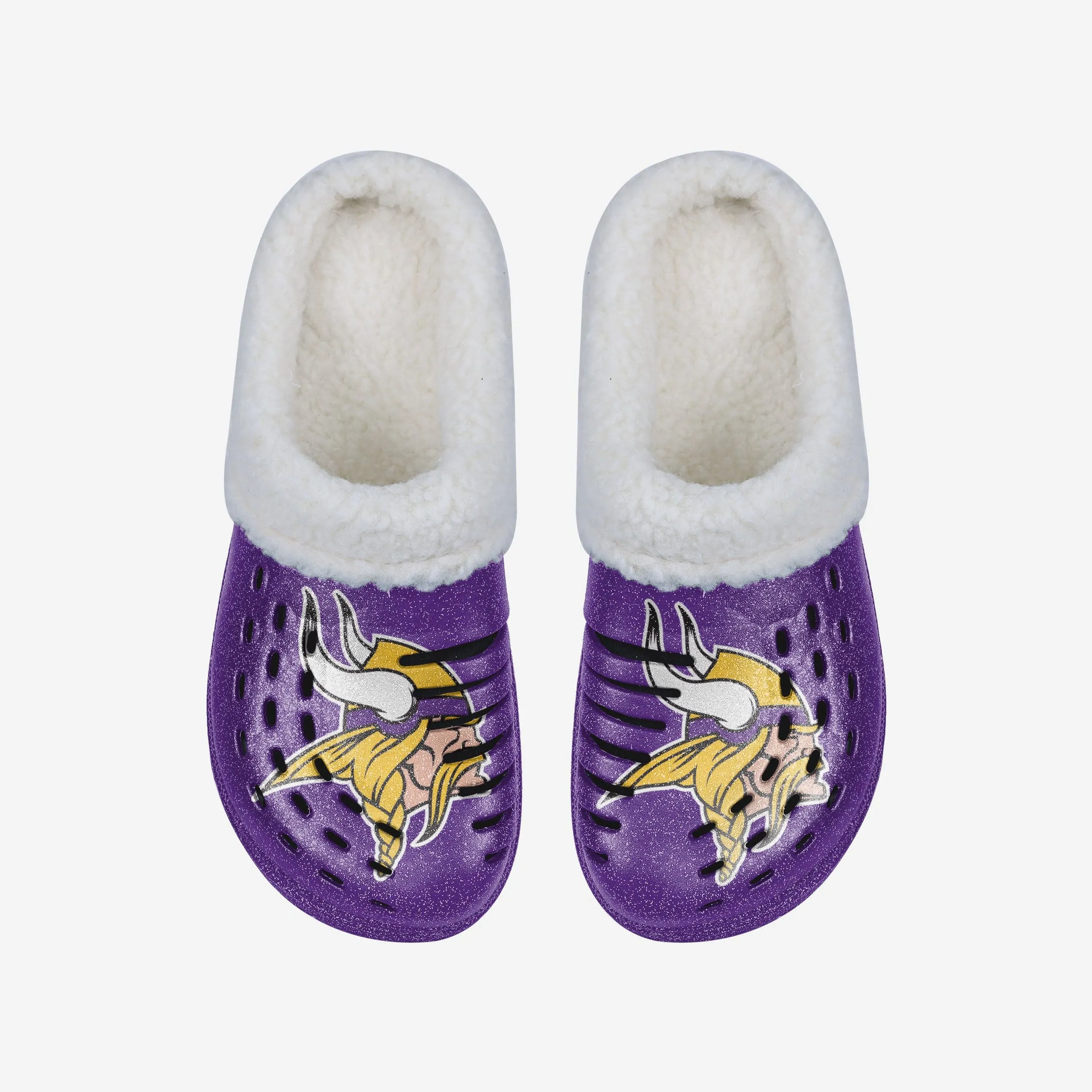 Minnesota Vikings Womens Sherpa Lined Glitter Clog