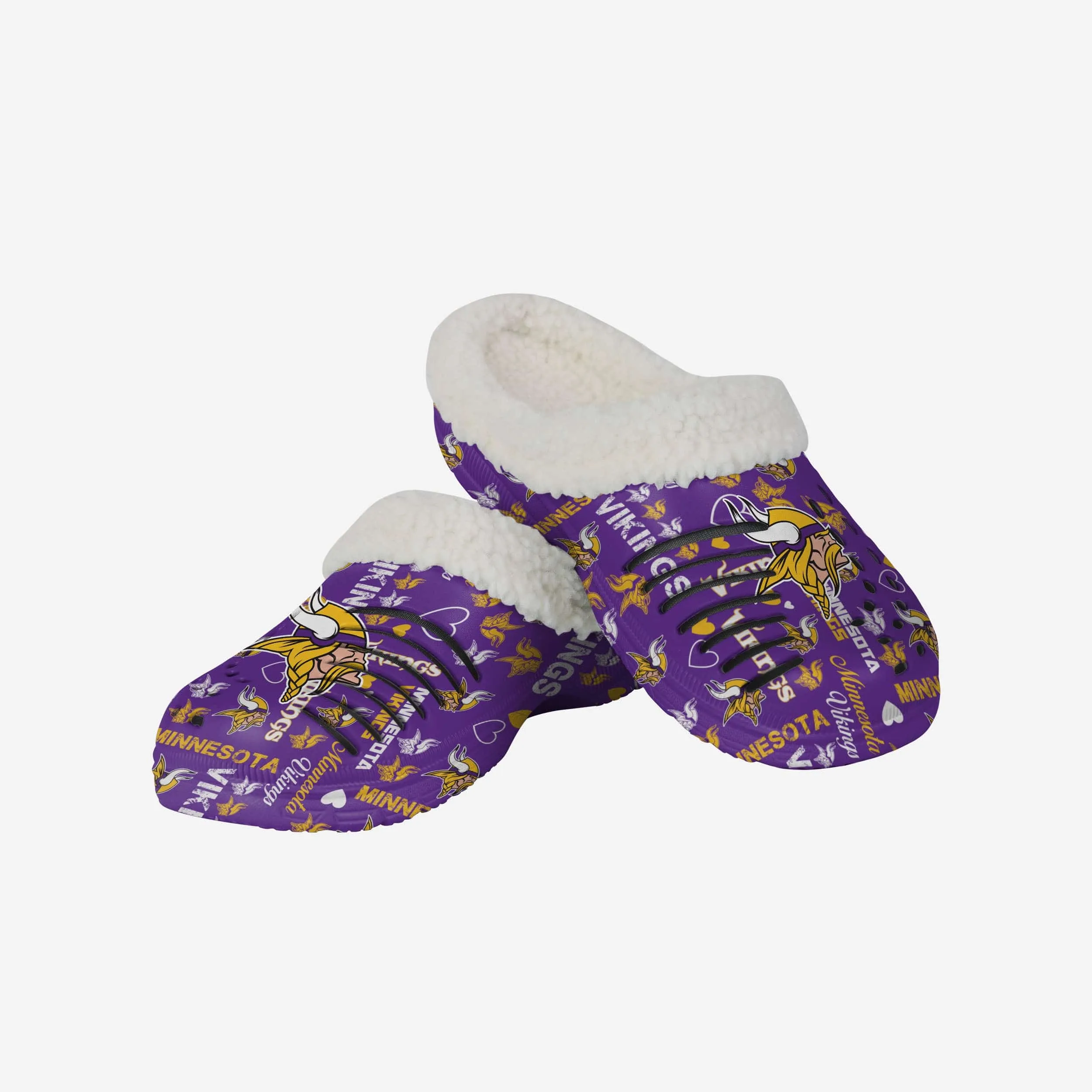 Minnesota Vikings Womens Sherpa Lined Logo Love Clog