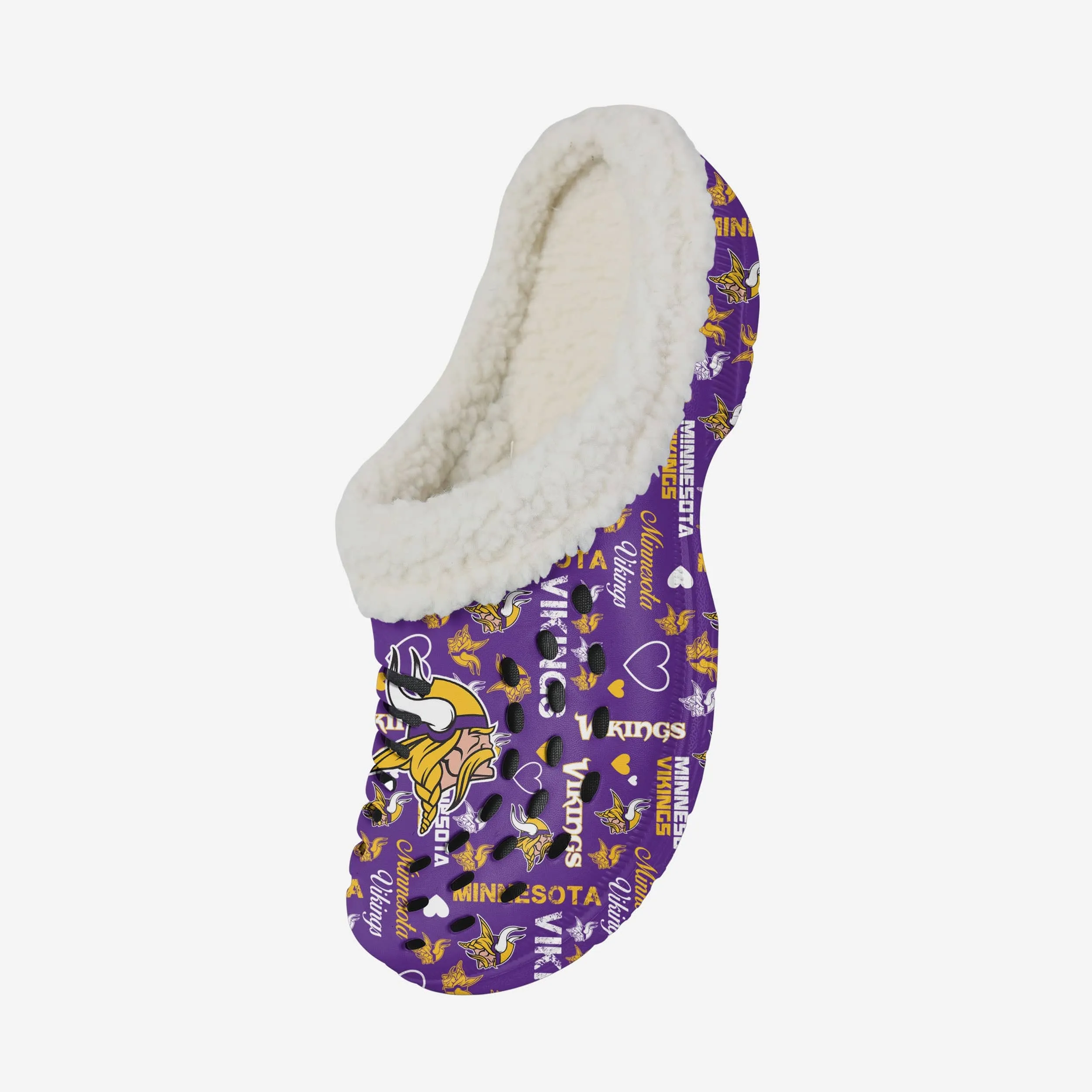 Minnesota Vikings Womens Sherpa Lined Logo Love Clog