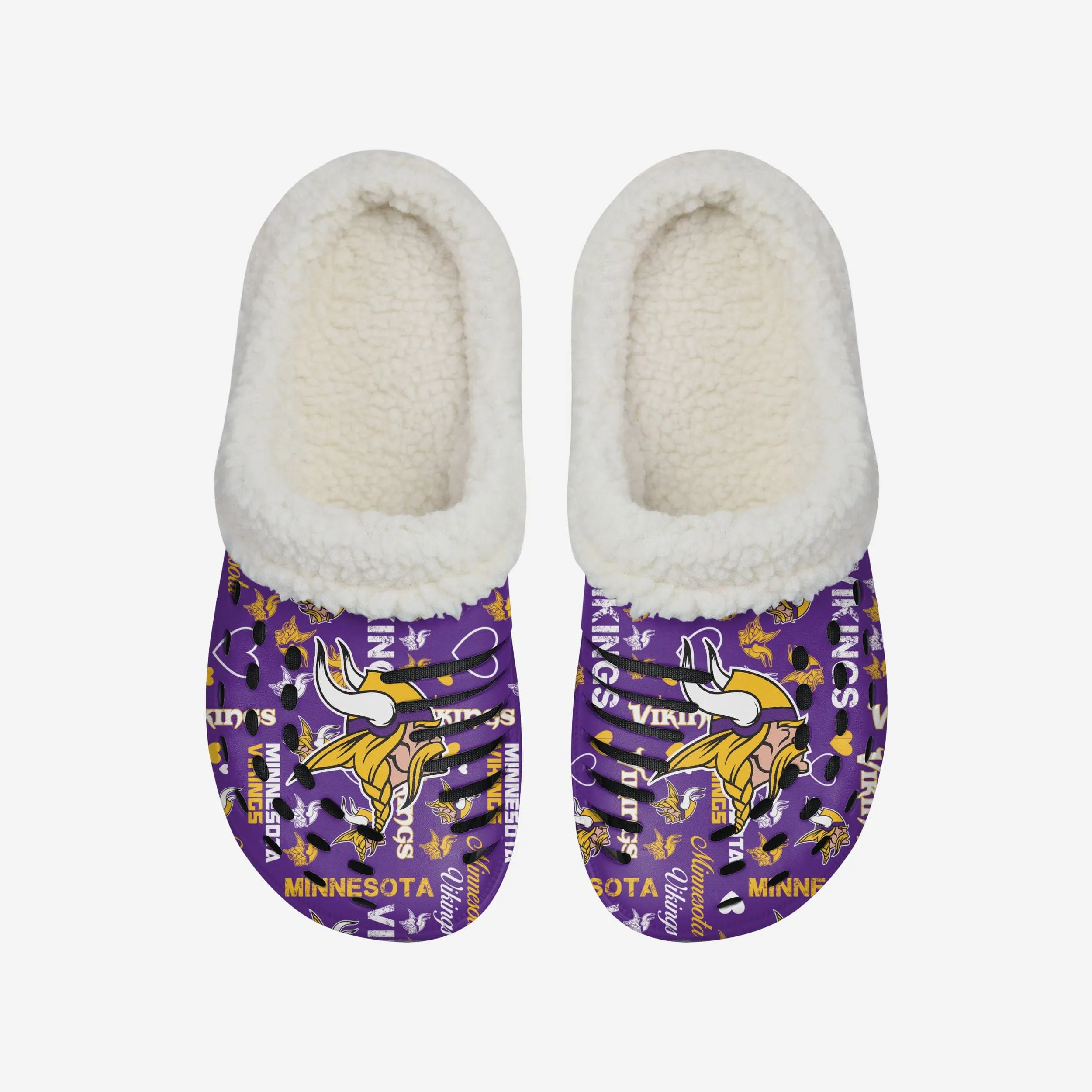 Minnesota Vikings Womens Sherpa Lined Logo Love Clog