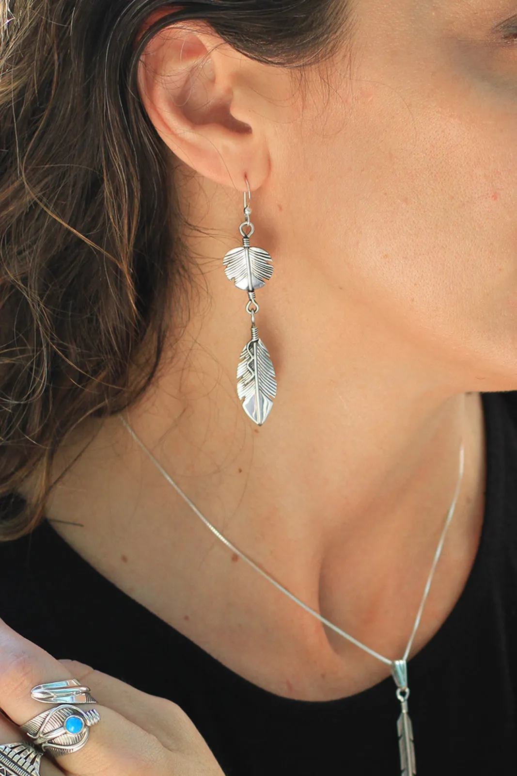 Navajo Double Feather Earrings
