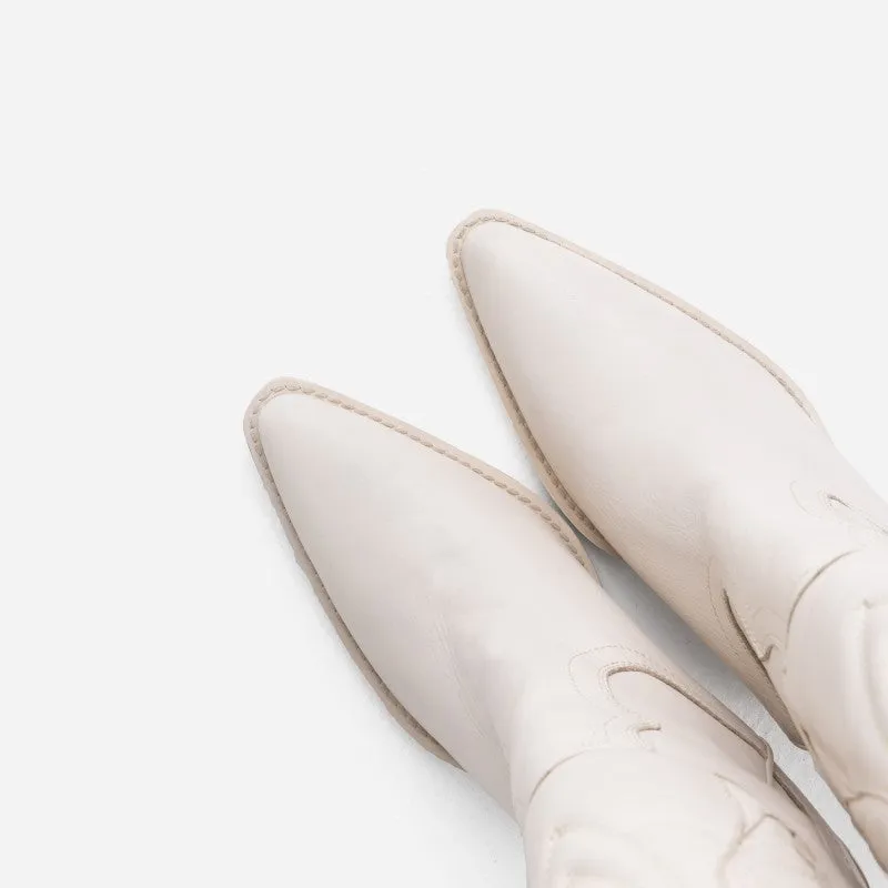 New Kole Off White High Western Boots