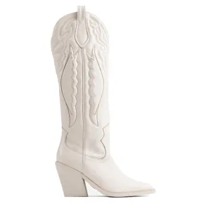 New Kole Off White High Western Boots