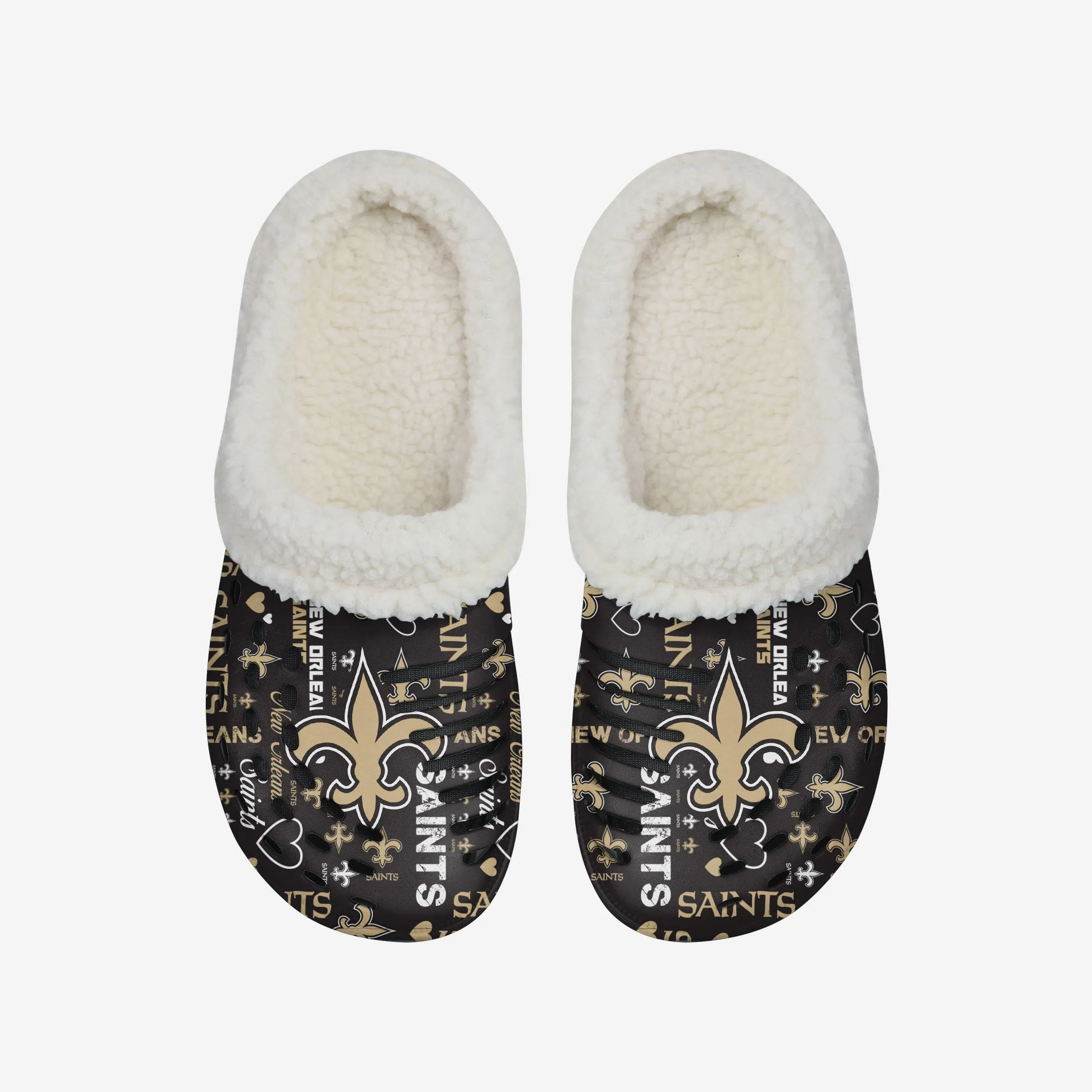 New Orleans Saints Womens Sherpa Lined Logo Love Clog