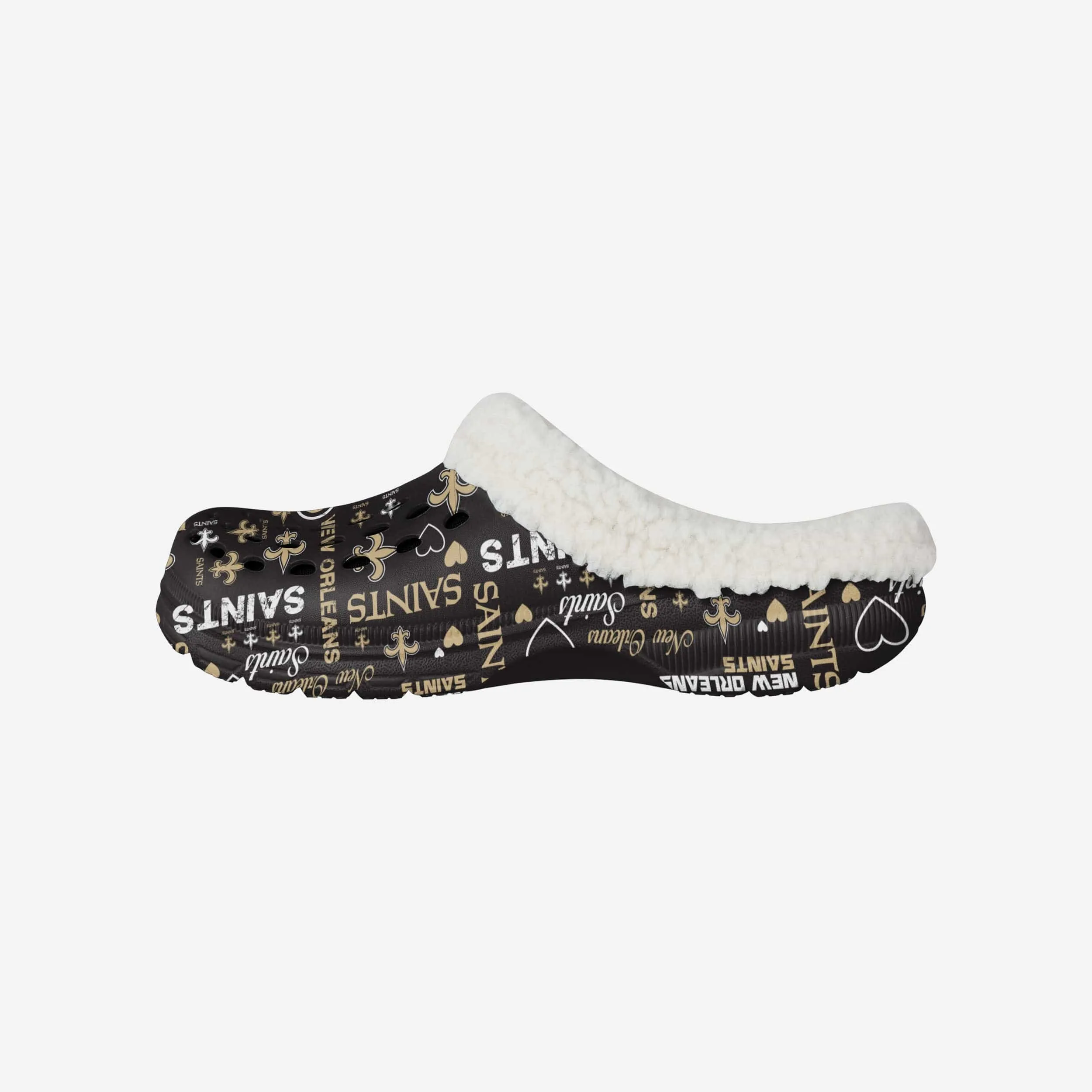 New Orleans Saints Womens Sherpa Lined Logo Love Clog