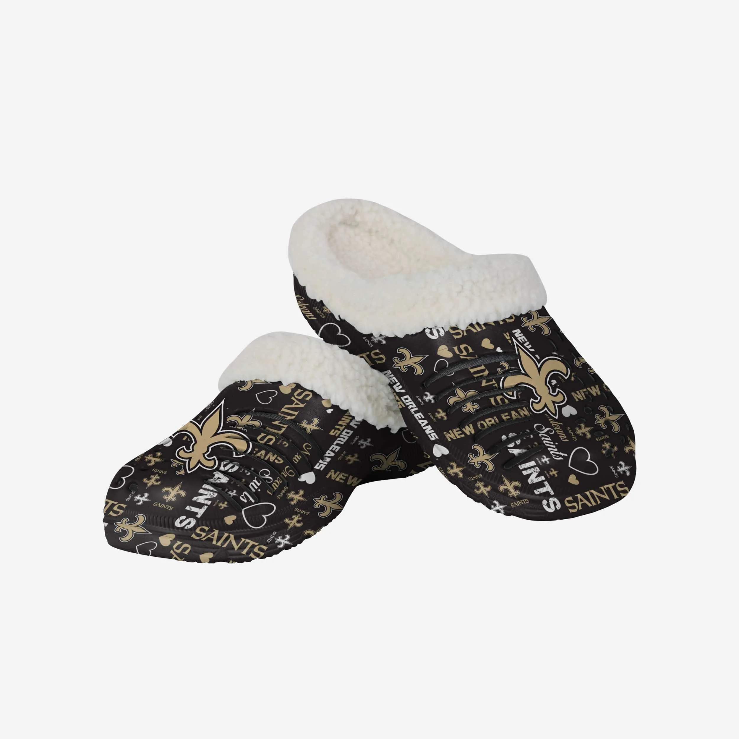 New Orleans Saints Womens Sherpa Lined Logo Love Clog