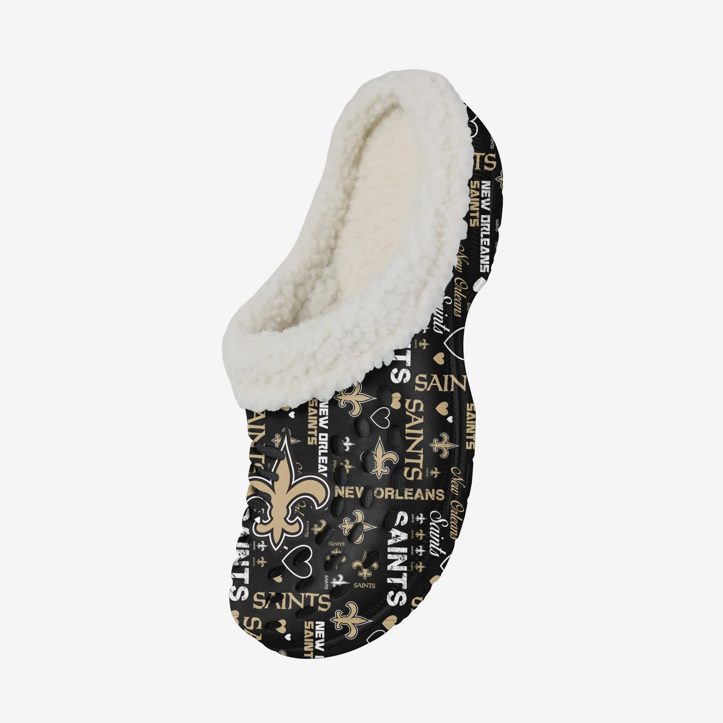 New Orleans Saints Womens Sherpa Lined Logo Love Clog