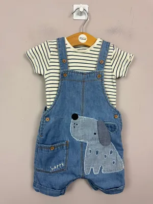 Next Happy Pup Short Dungarees 3-6m