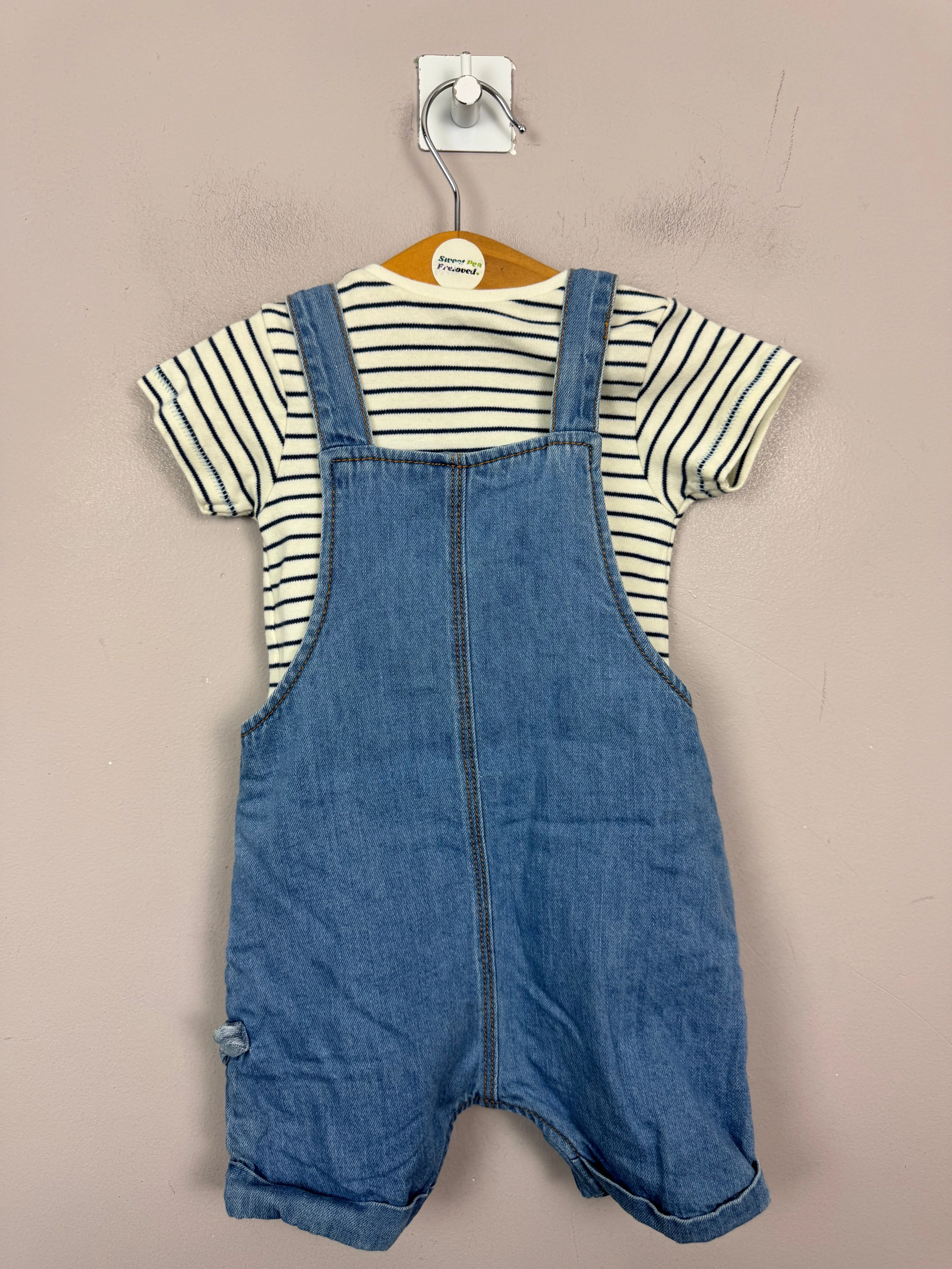 Next Happy Pup Short Dungarees 3-6m