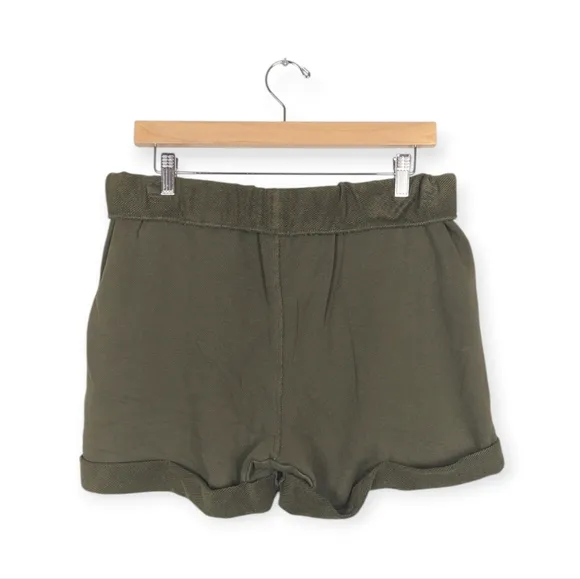 NWT FRAME Washed Moss Organic Cotton Rolled Hem Comfy Shorts Size S