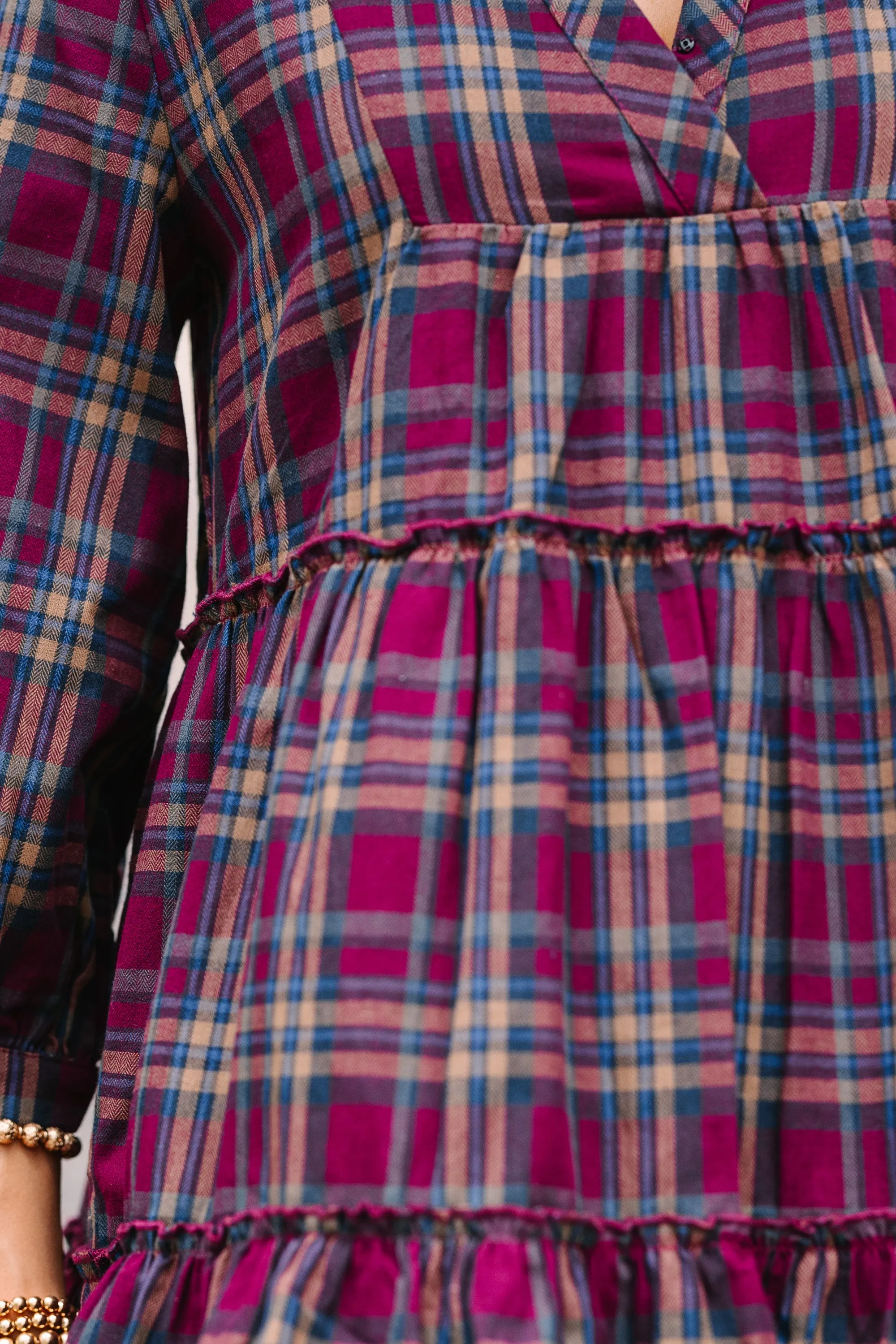 One Way Plum Purple Plaid Dress