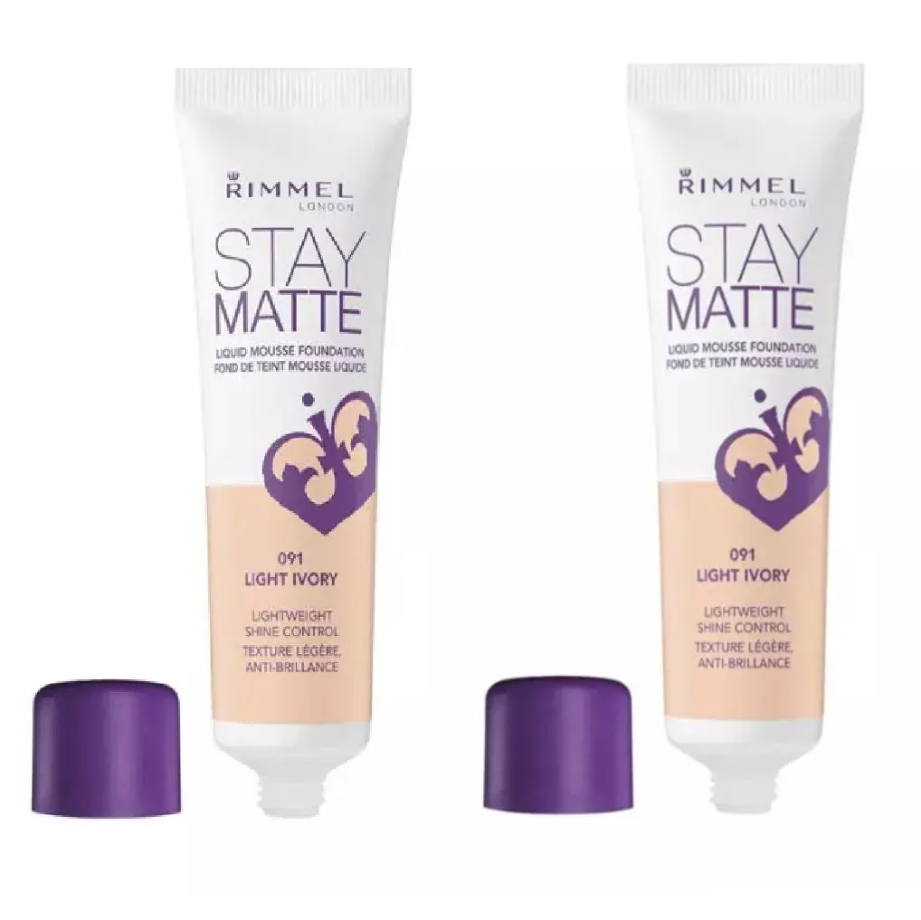 Pack of 2 Rimmel London Stay Matte Liquid Mousse Foundation, Light Ivory 091