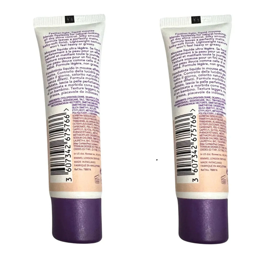 Pack of 2 Rimmel London Stay Matte Liquid Mousse Foundation, Light Ivory 091