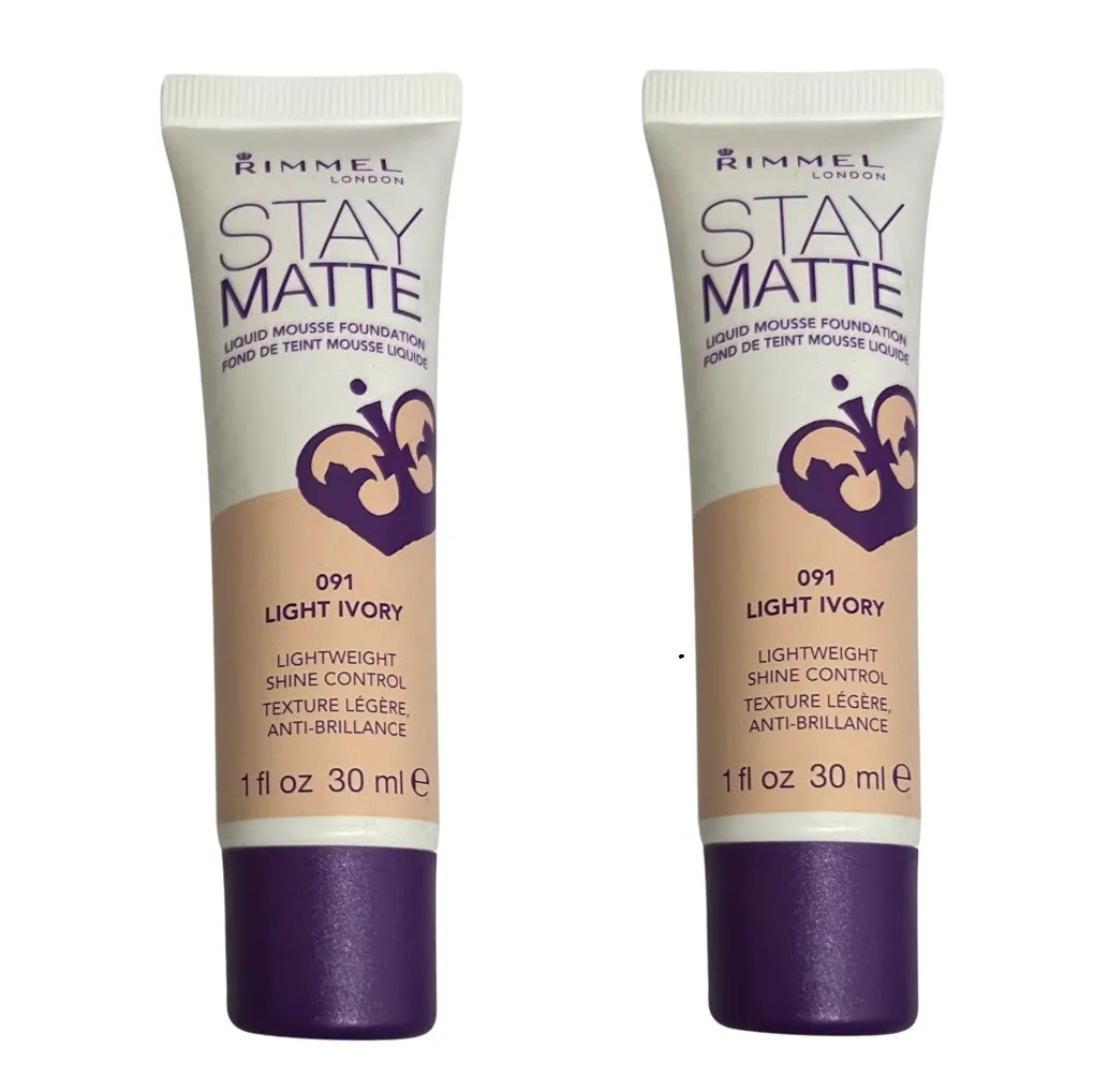 Pack of 2 Rimmel London Stay Matte Liquid Mousse Foundation, Light Ivory 091
