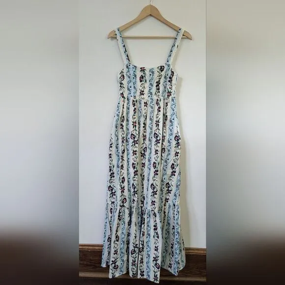 PinkBlush Mable Blue Floral Striped Square Neck Maternity Maxi Dress S Small