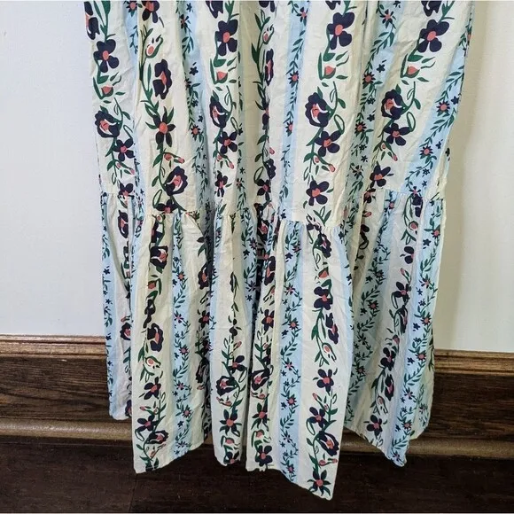 PinkBlush Mable Blue Floral Striped Square Neck Maternity Maxi Dress S Small