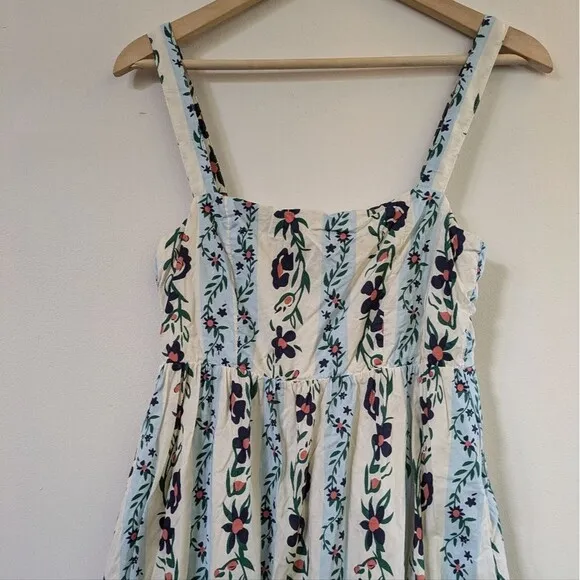 PinkBlush Mable Blue Floral Striped Square Neck Maternity Maxi Dress S Small