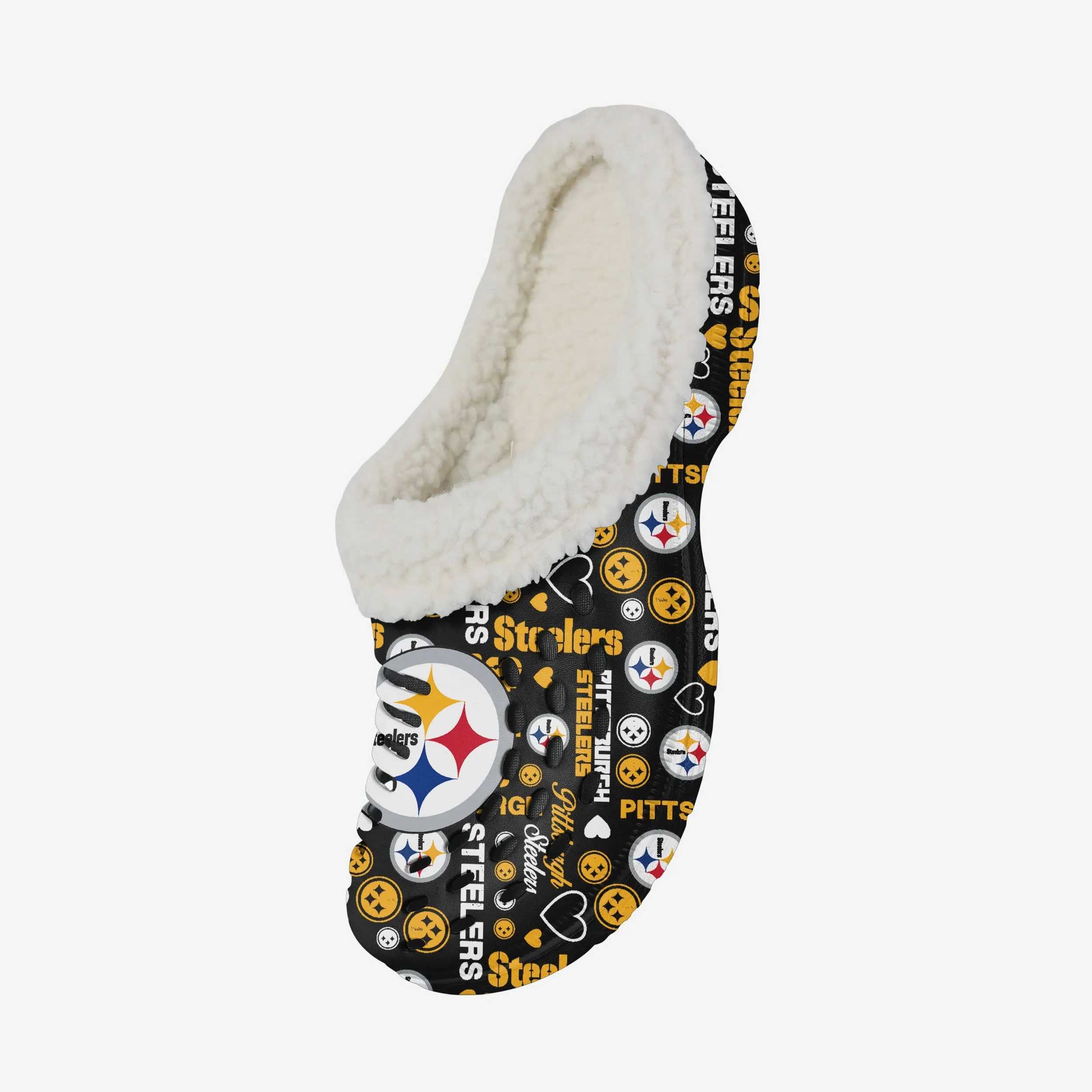 Pittsburgh Steelers Womens Sherpa Lined Logo Love Clog
