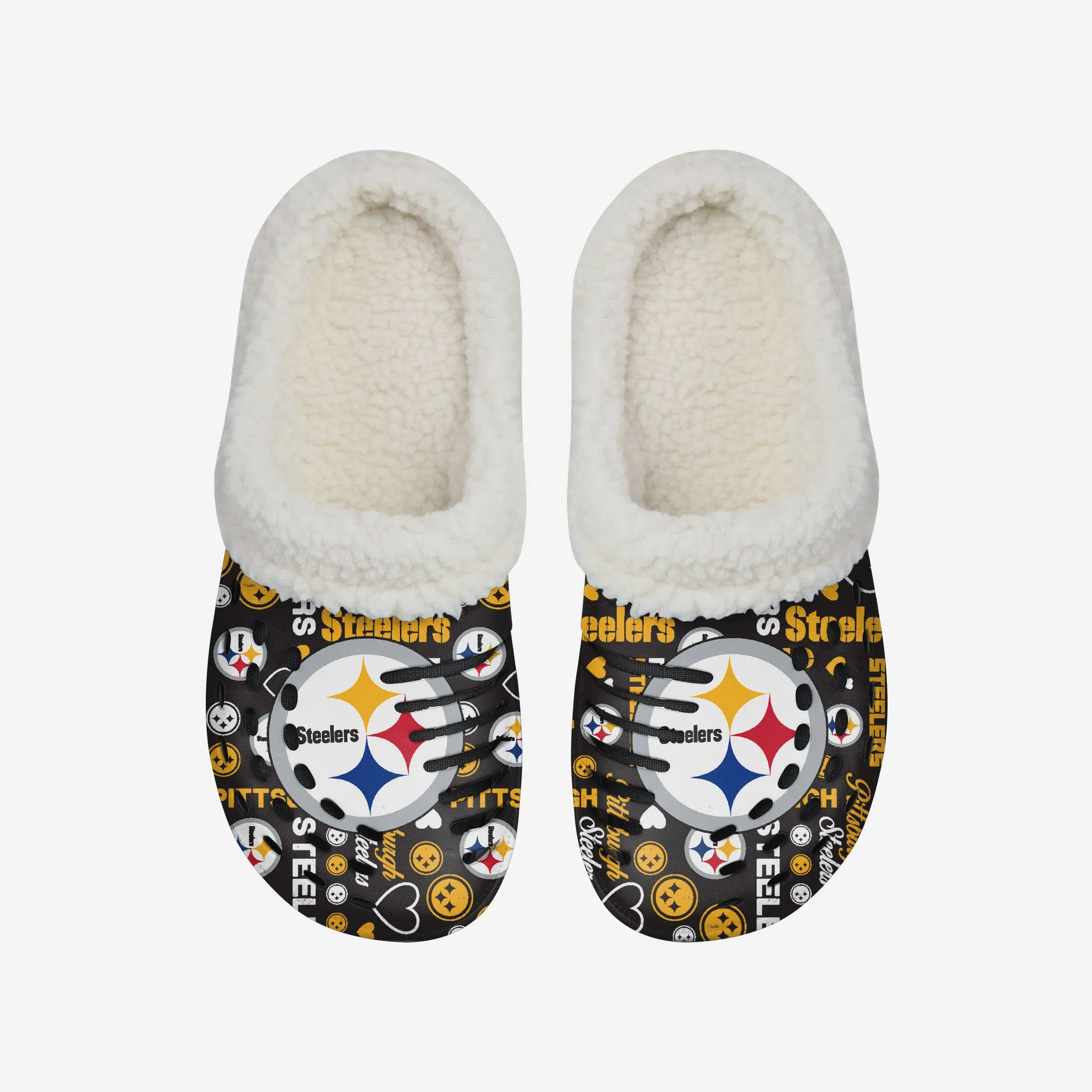Pittsburgh Steelers Womens Sherpa Lined Logo Love Clog